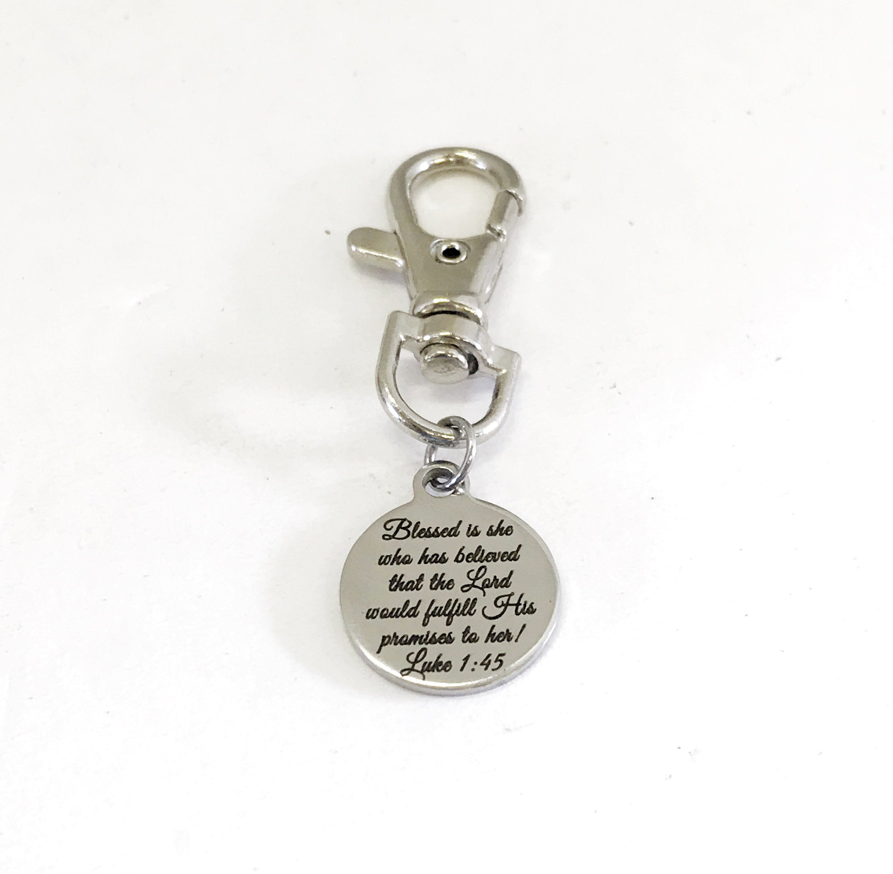 Purse Charm, Christian Charm, Blessed Is She Charm, Planner Charm, Bag Charm, Bible Verse Bag Tag, Tag Key Charm, Purse Tag, Purse Clip