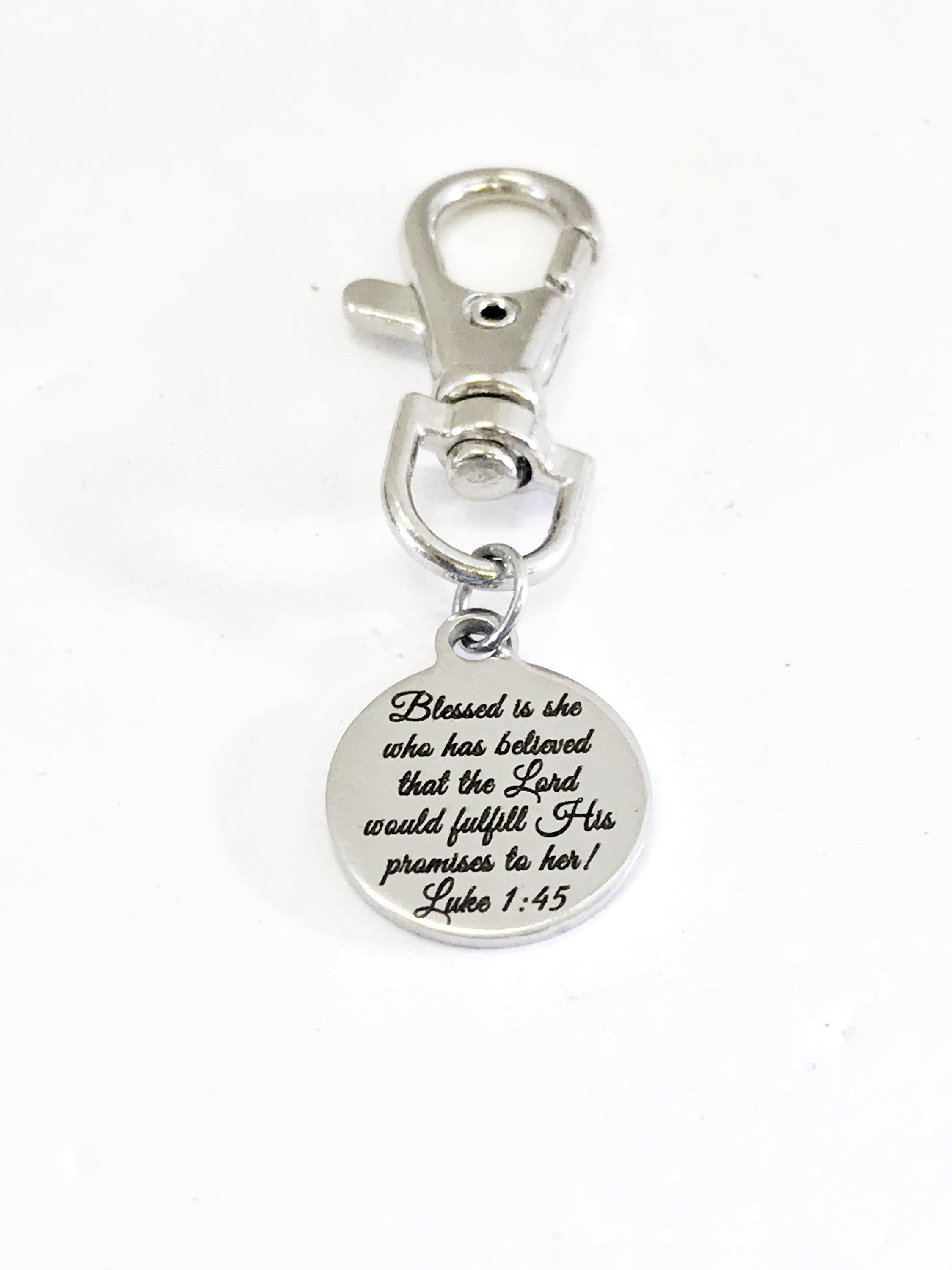 Purse Charm, Christian Charm, Blessed Is She Charm, Planner Charm, Bag Charm, Bible Verse Bag Tag, Tag Key Charm, Purse Tag, Purse Clip