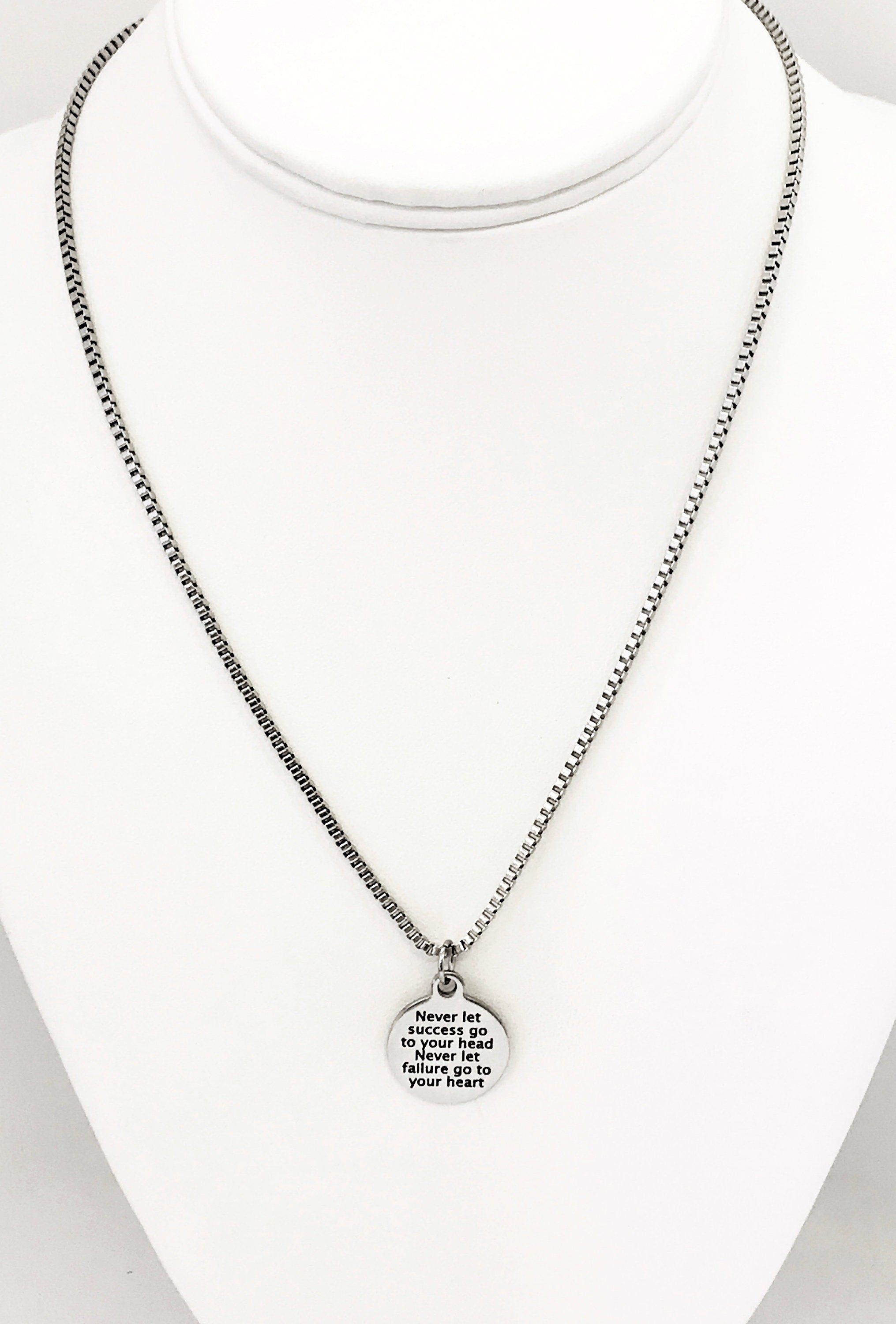 Motivating Gift, Never Let Success Go To Your Head, Never Let Failure Go To Your Heart, Motivating Jewelry, Motivating Success Quote Gift