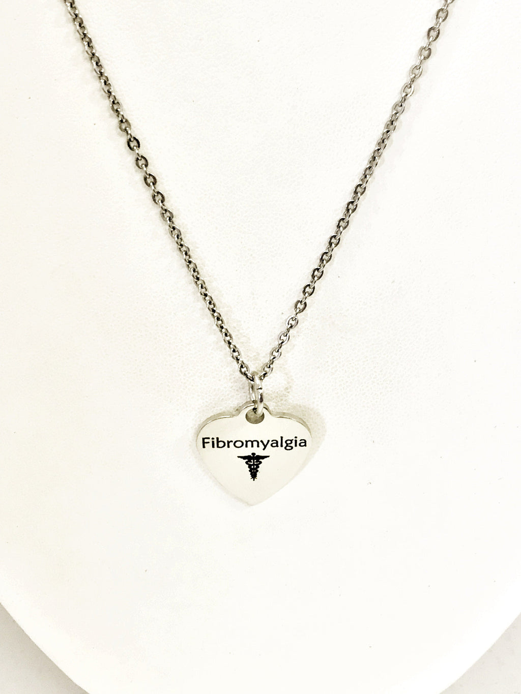 Fibromyalgia  Necklace, Fibromyalgia Medical Necklace, Fibromyalgia  Awareness Engraved Pendant Necklace, Medical ID Jewelry, Caduceus
