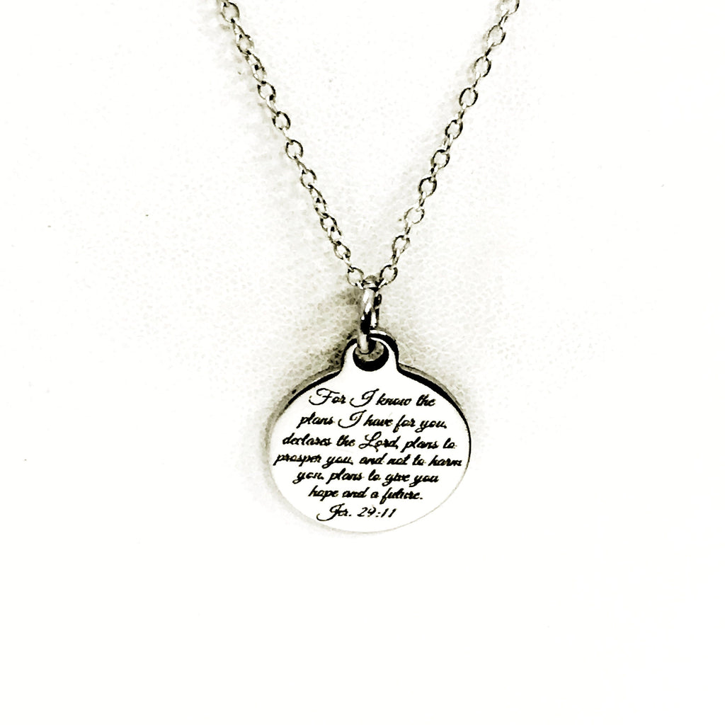 Christian Jewelry, For I Know The Plans I Have For You Necklace, Jeremiah 29 11 Scripture Jewelry, Christian Gift, Bible Verse Jewelry