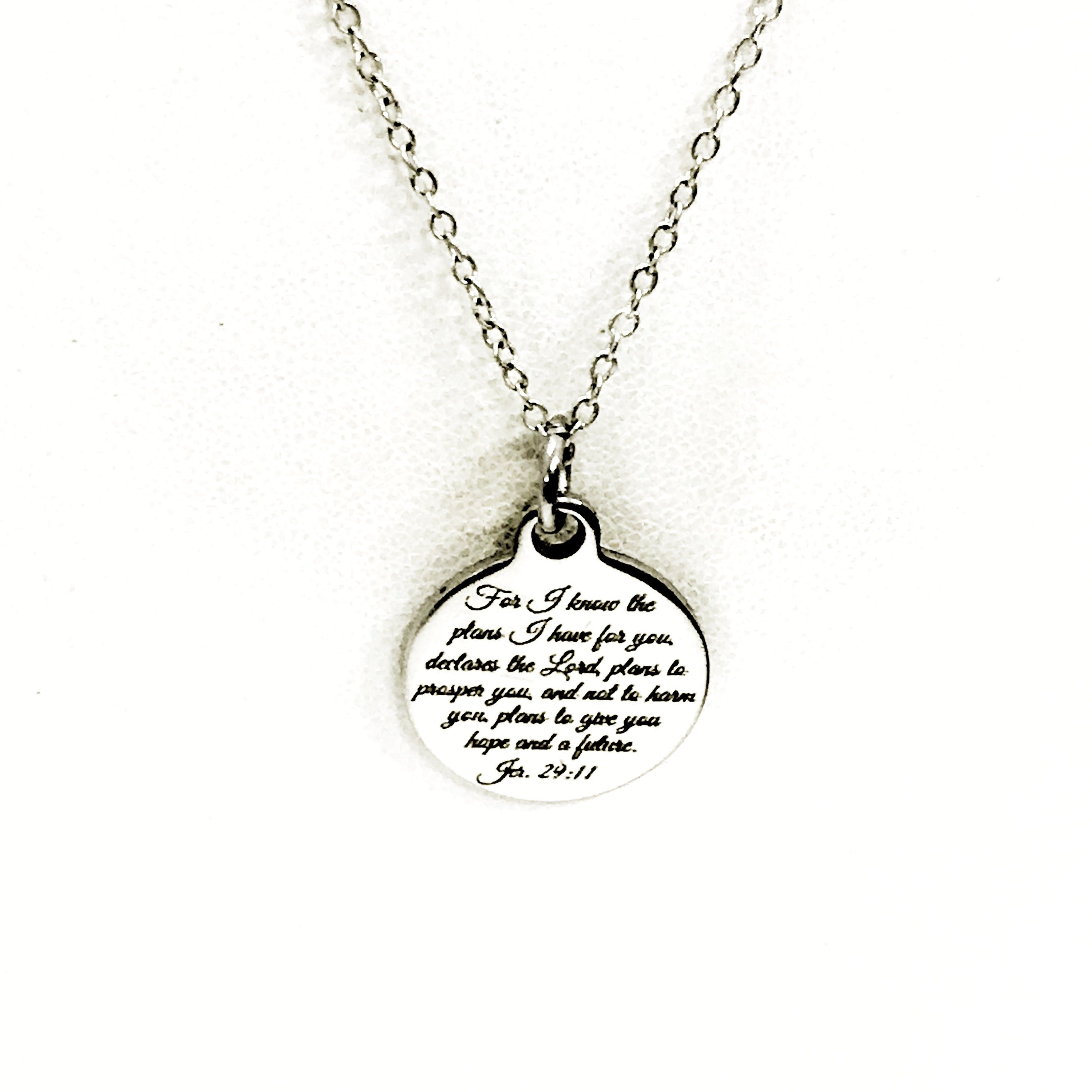 Christian Jewelry, For I Know The Plans I Have For You Necklace, Jeremiah 29 11 Scripture Jewelry, Christian Gift, Bible Verse Jewelry