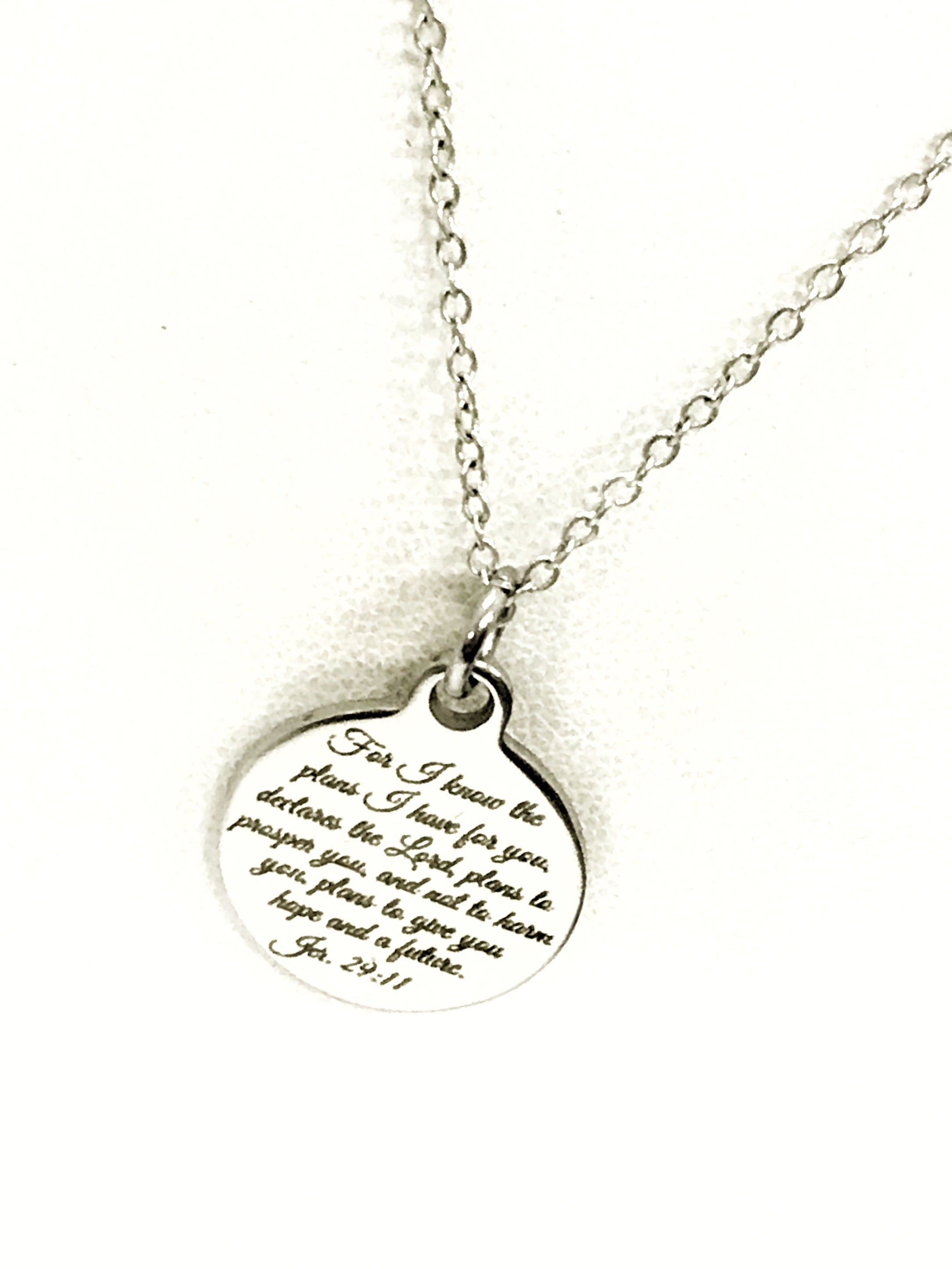 Christian Jewelry, For I Know The Plans I Have For You Necklace, Jeremiah 29 11 Scripture Jewelry, Christian Gift, Bible Verse Jewelry