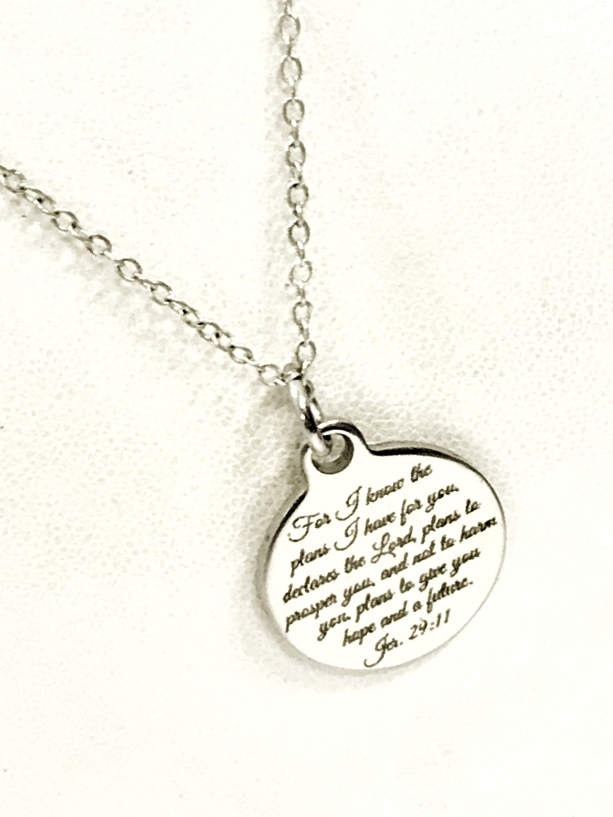 Christian Jewelry, For I Know The Plans I Have For You Necklace, Jeremiah 29 11 Scripture Jewelry, Christian Gift, Bible Verse Jewelry