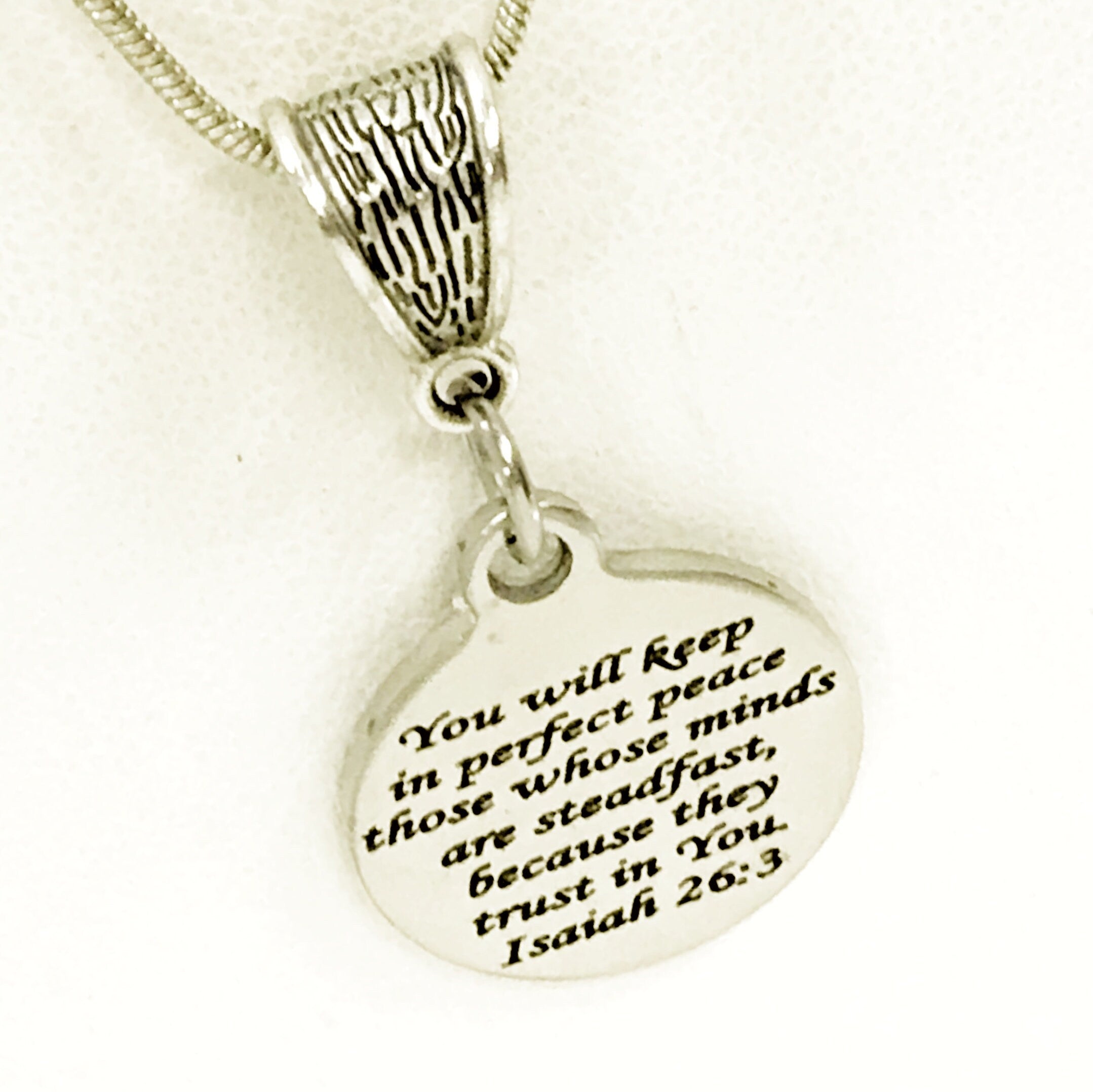 Christian Jewelry, God Will Keep You In Perfect Peace Necklace, Isaiah 26 3 Christian Necklace, Religious Jewelry, Christian Woman Jewelry