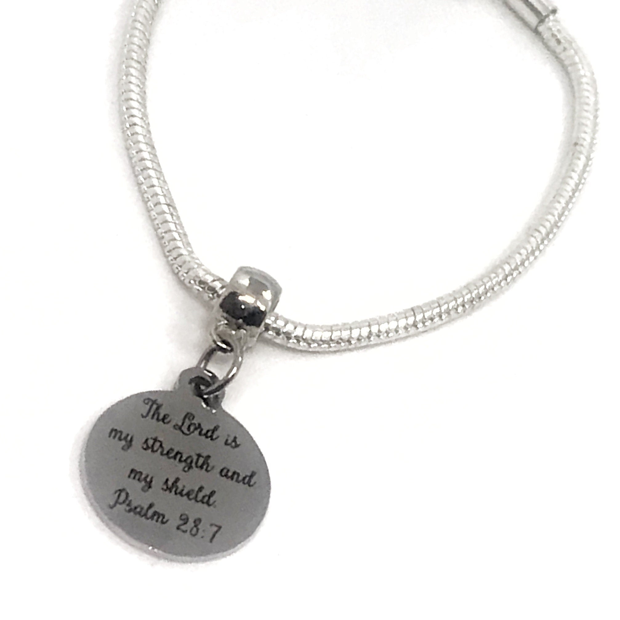 European Bracelet, The Lord Is My Strength And My Shield Bracelet, European Charm Bracelet, Christian Gift, Christian Jewelry, Gift For Her