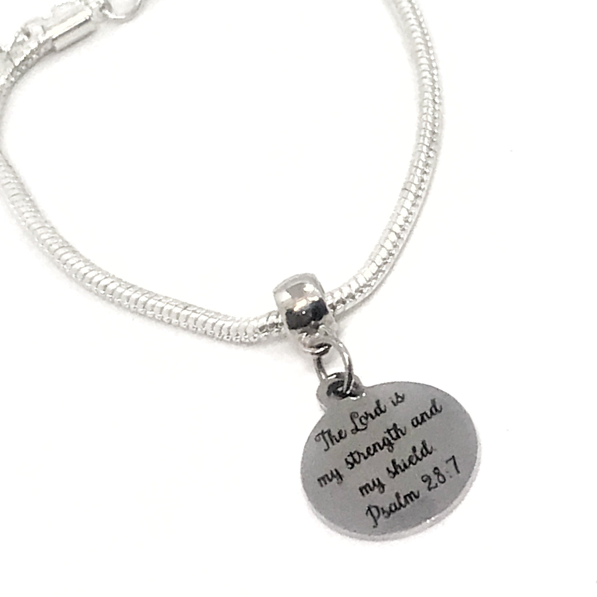 European Bracelet, The Lord Is My Strength And My Shield Bracelet, European Charm Bracelet, Christian Gift, Christian Jewelry, Gift For Her
