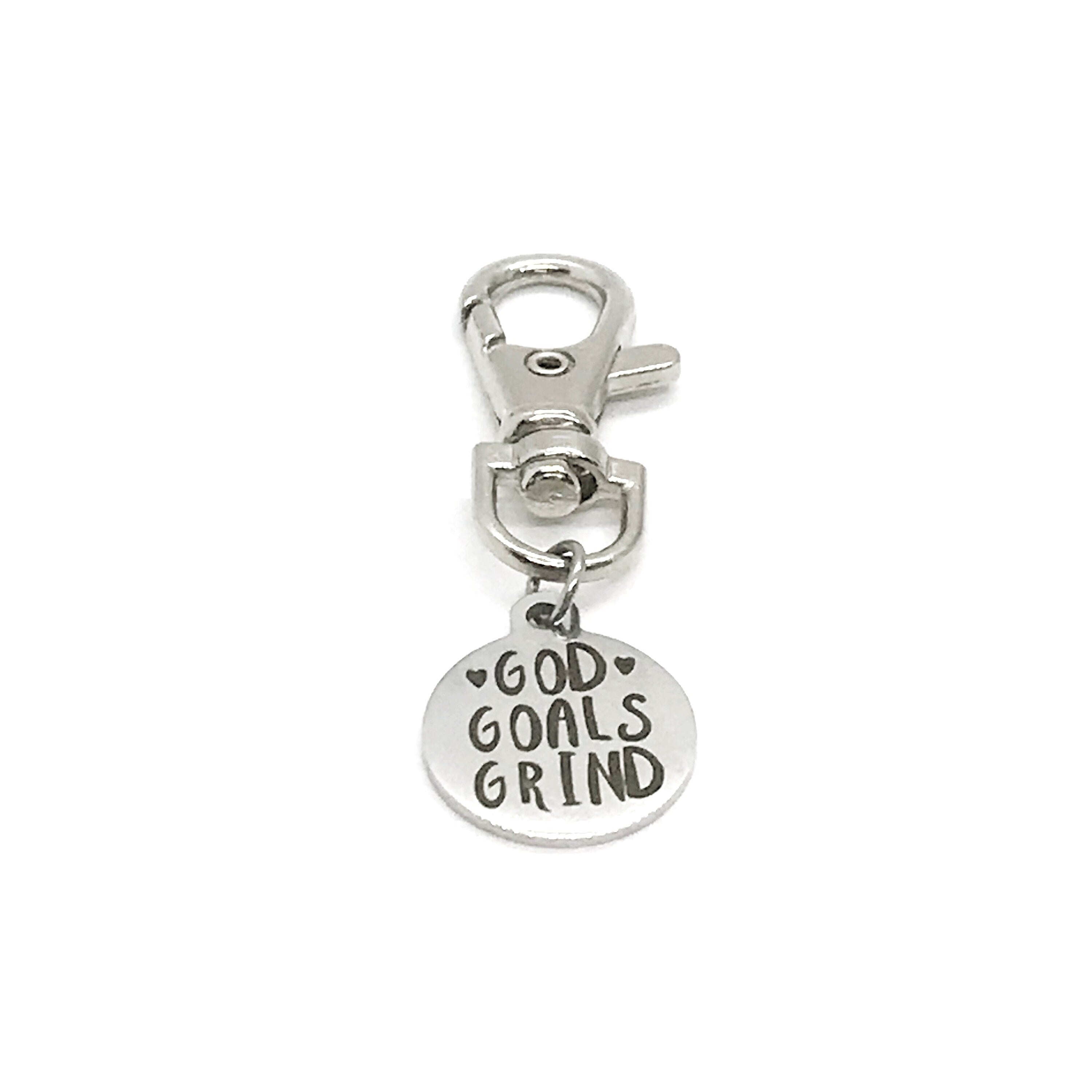 Bag Charm, God Goals Grind, Bag Clip, Keychain Clipon Charm, God First, Set Goals, Positivity Gift, Back Pack Charm, Purse Charm