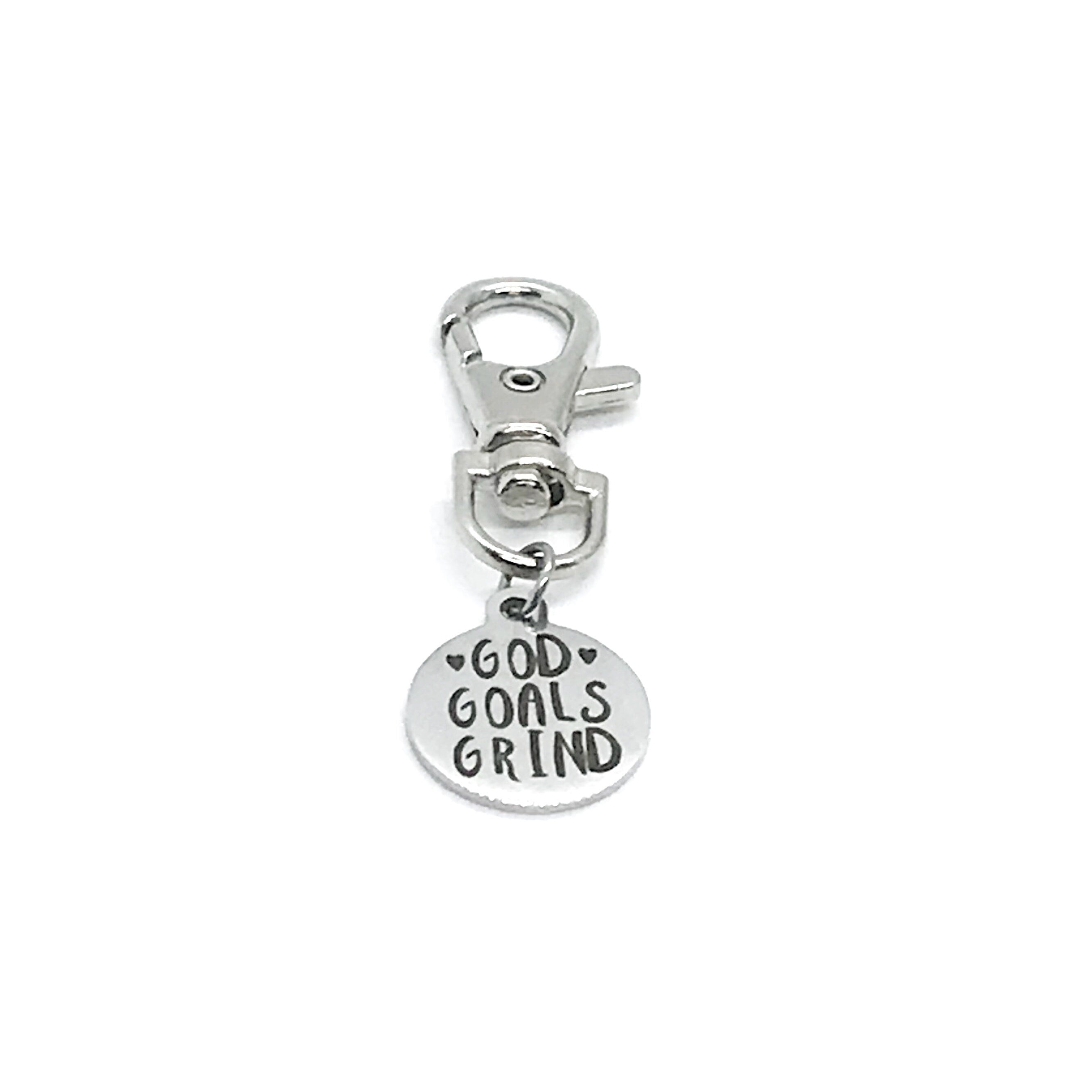 Bag Charm, God Goals Grind, Bag Clip, Keychain Clipon Charm, God First, Set Goals, Positivity Gift, Back Pack Charm, Purse Charm