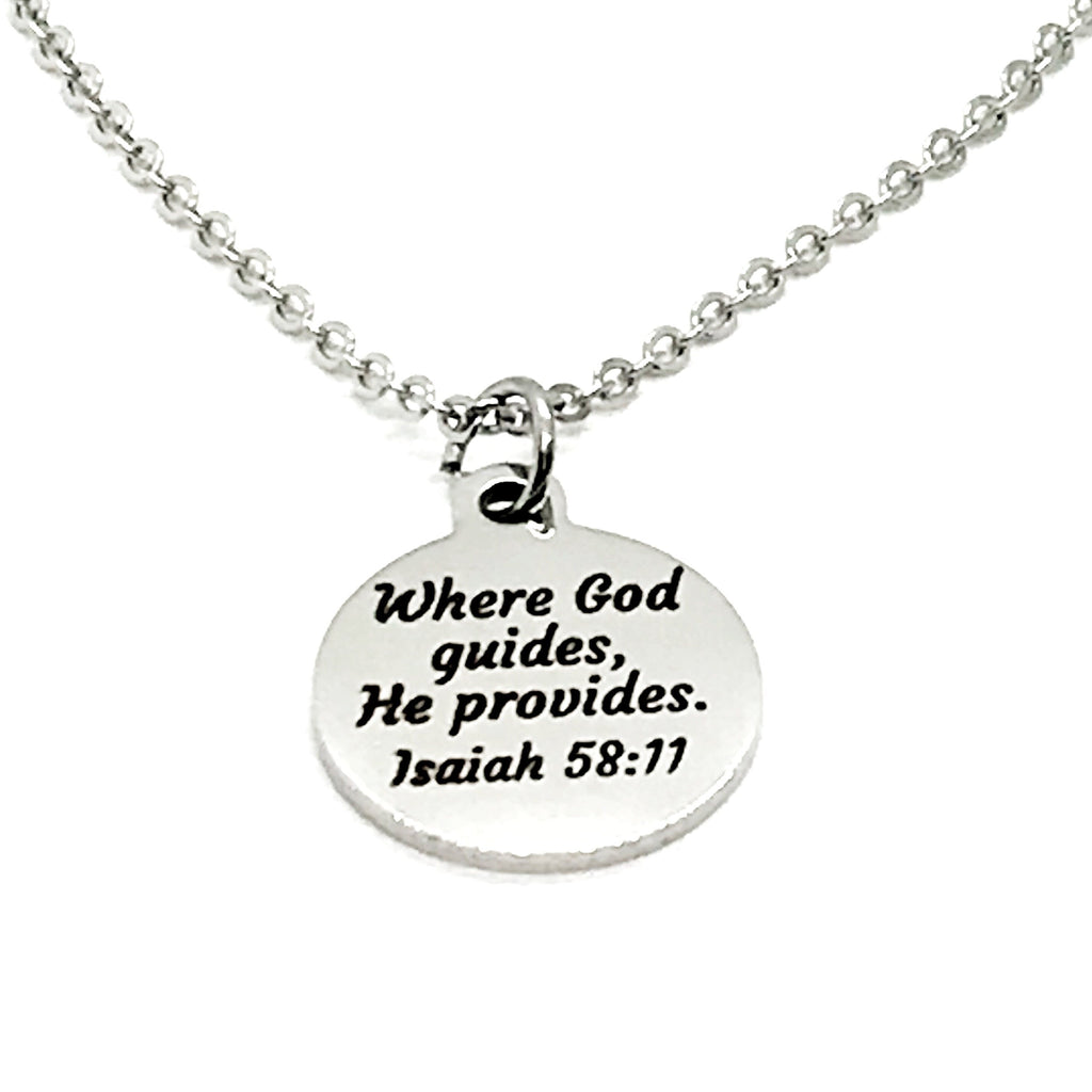 Charm Anklet, Where God Guides, He Provides Scripture Charm, Isaiah 58 11 Charm, Christian Gift, Stainless Charm Anklet