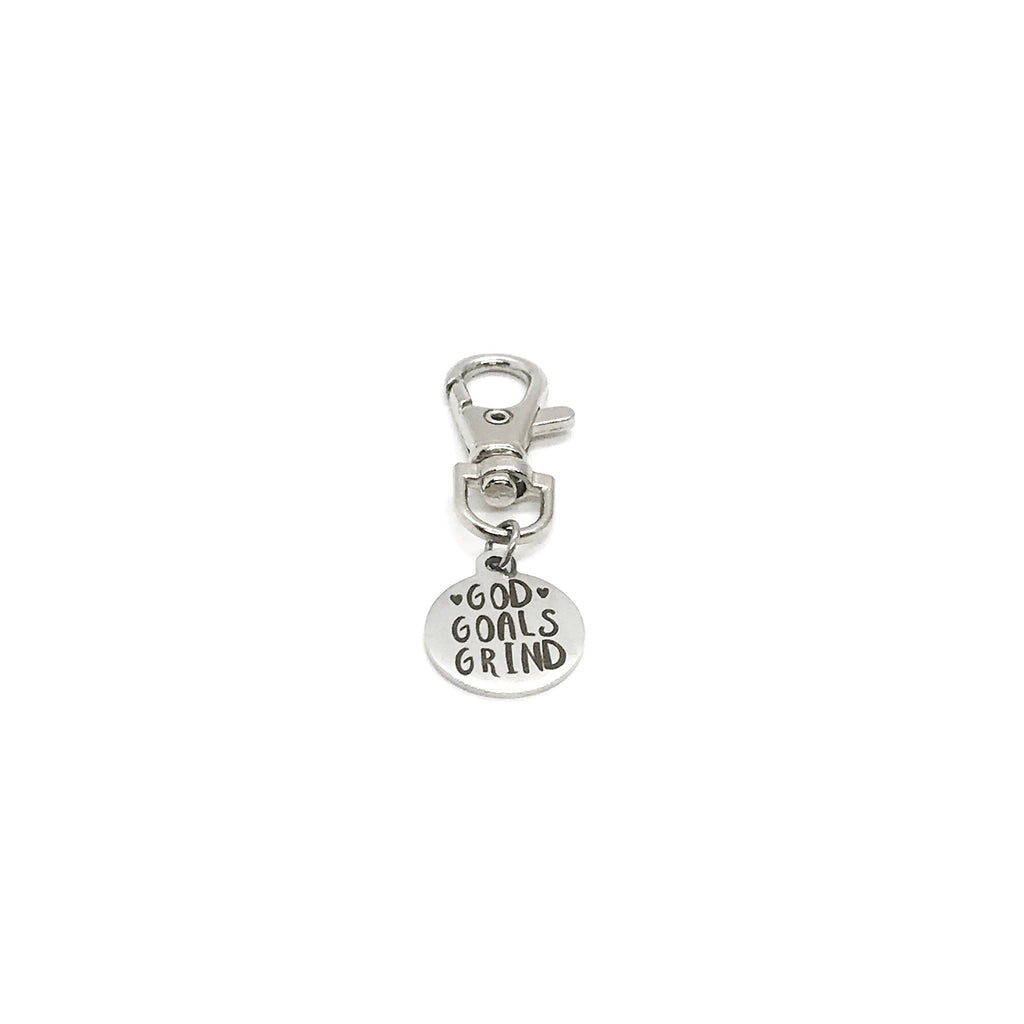 Bag Charm, God Goals Grind, Bag Clip, Keychain Clipon Charm, God First, Set Goals, Positivity Gift, Back Pack Charm, Purse Charm