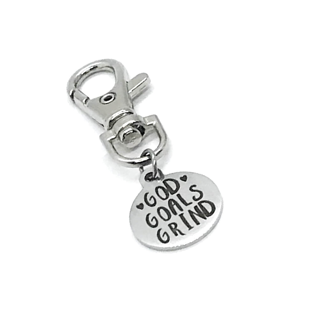 Bag Charm, God Goals Grind, Bag Clip, Keychain Clipon Charm, God First, Set Goals, Positivity Gift, Back Pack Charm, Purse Charm
