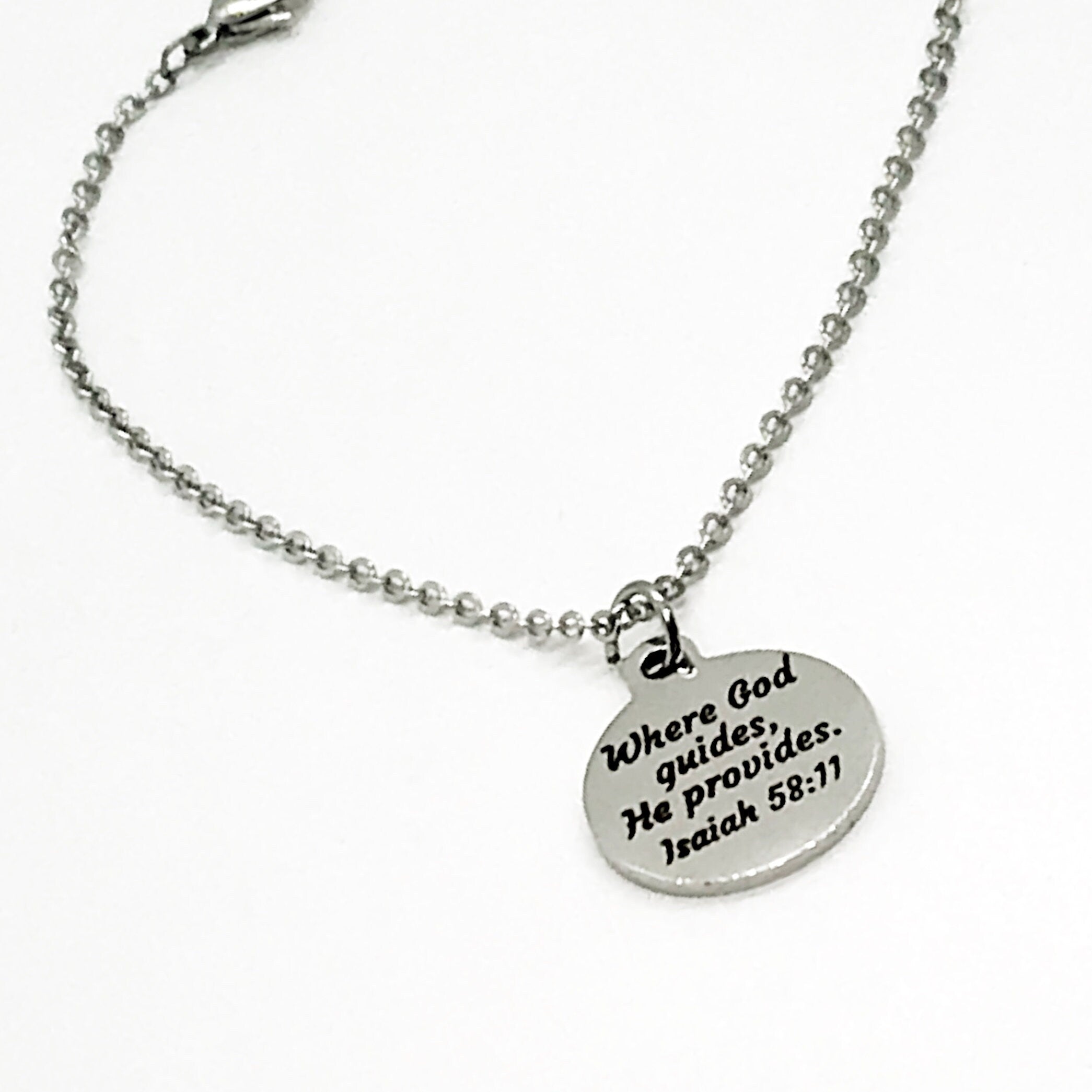 Charm Anklet, Where God Guides, He Provides Scripture Charm, Isaiah 58 11 Charm, Christian Gift, Stainless Charm Anklet