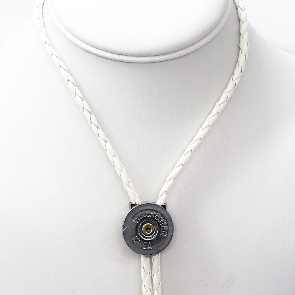 12 Gauge Shotgun Shell Bolo Tie, Cream Cord Bola Tie Gift For Him, Southwestern Style, Shooting Sports, Western Jewelry, Gift For Dad
