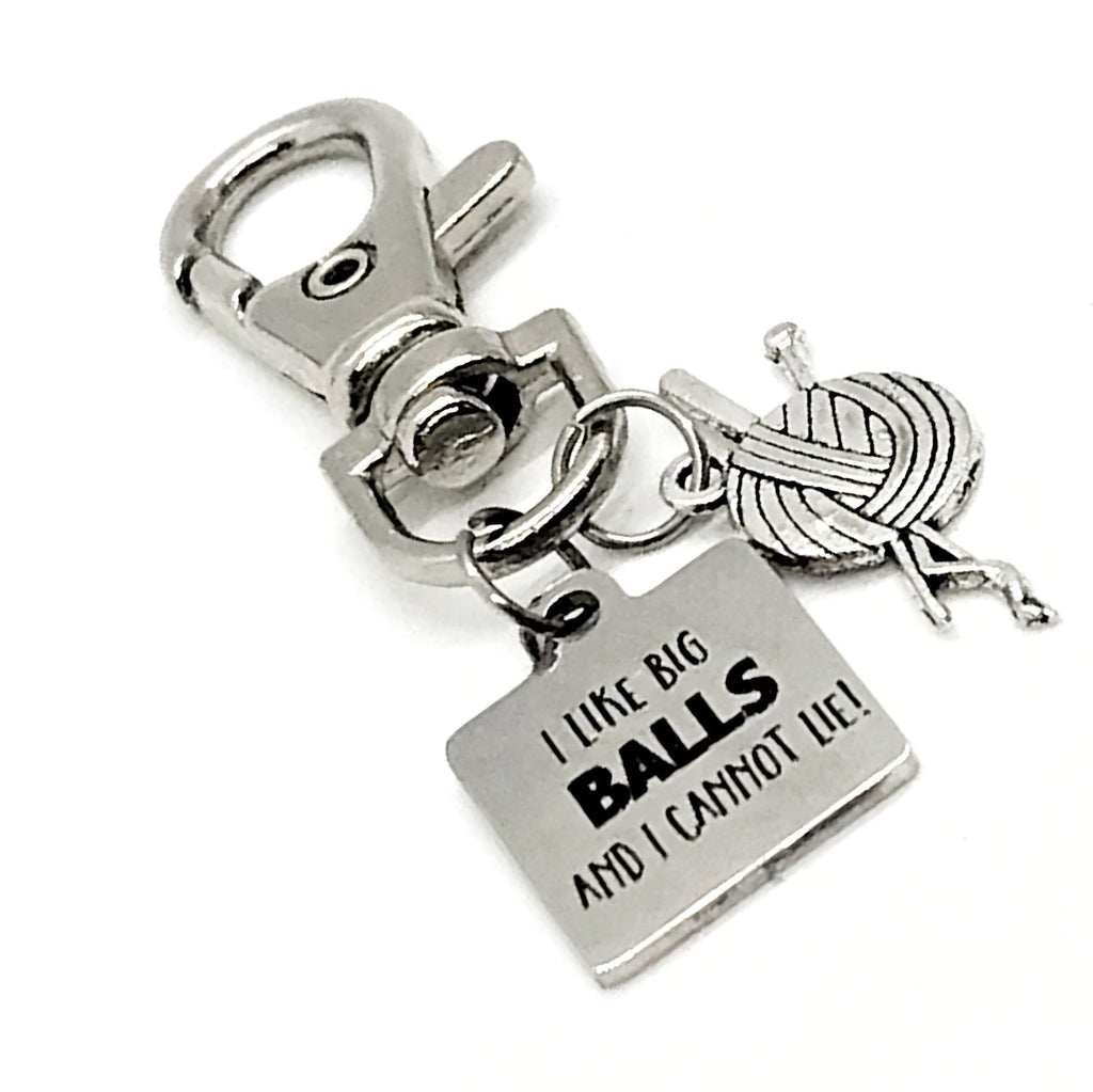Bag Charm, Knitter Gift, I Like Big Balls, Knitter Bag Charm, Keychain Clip, Gift For Knitting Circle, Knitting Group Gifts, Knitter Charms