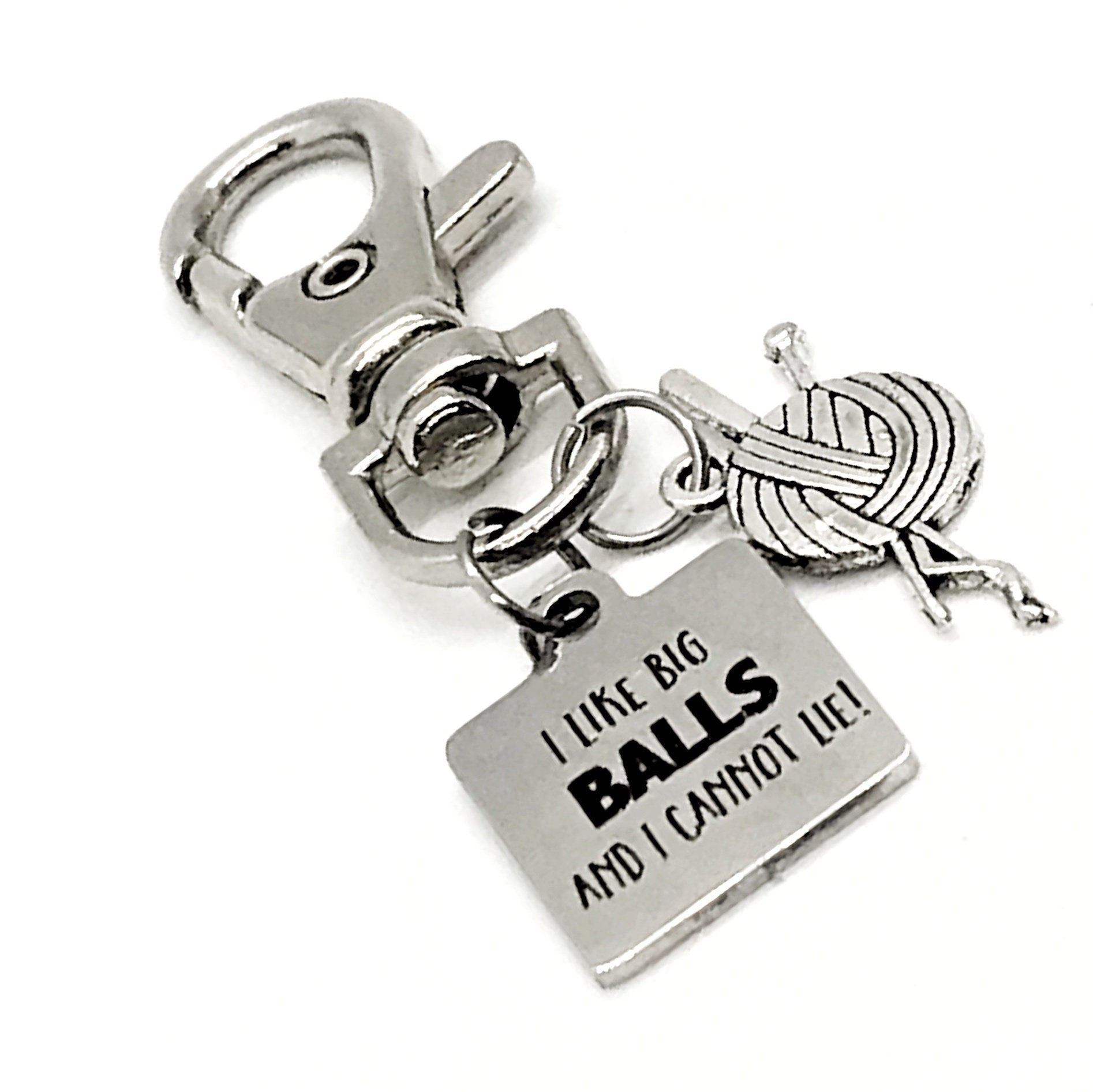 Bag Charm, Knitter Gift, I Like Big Balls, Knitter Bag Charm, Keychain Clip, Gift For Knitting Circle, Knitting Group Gifts, Knitter Charms