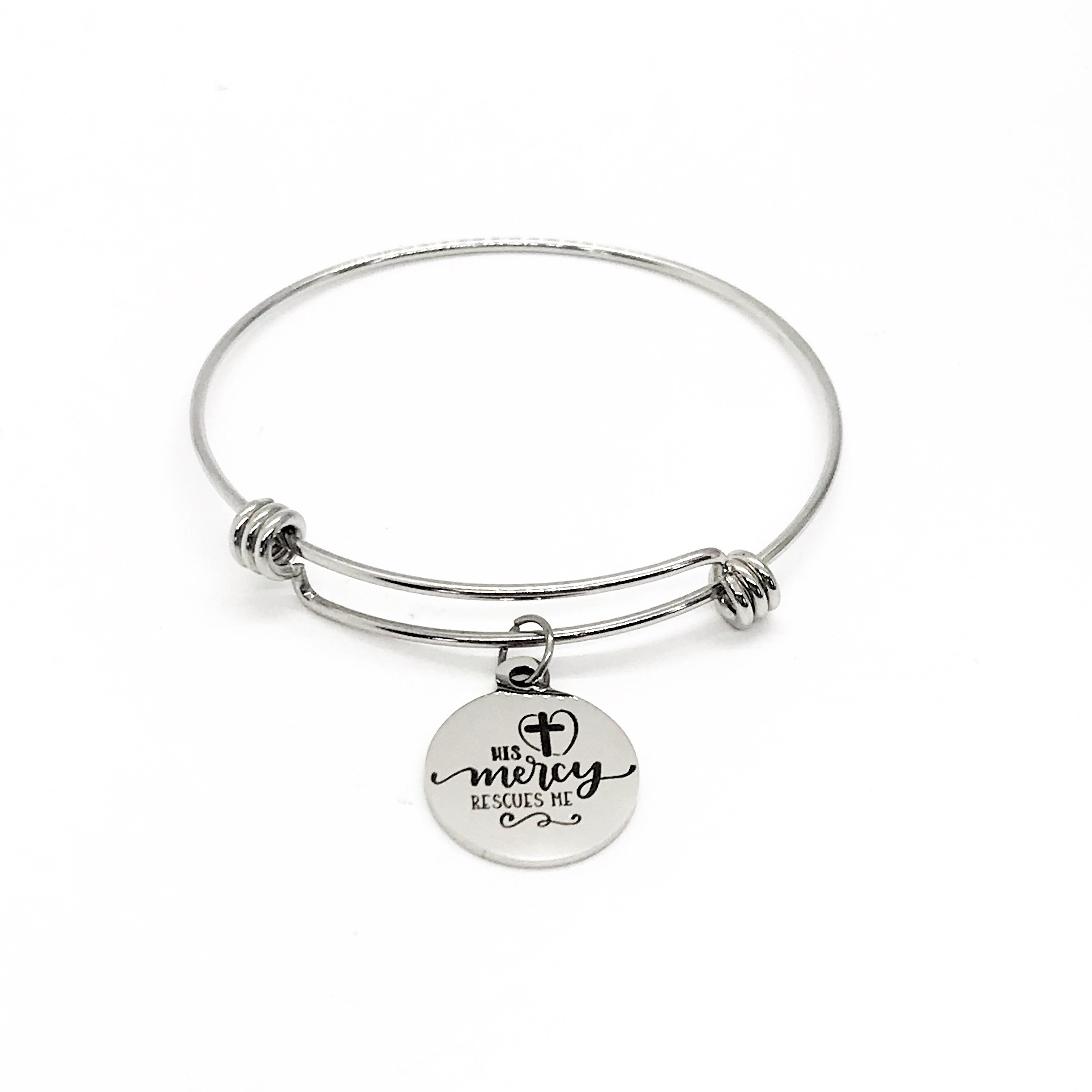 Faith Gift, His Mercy Rescues Me Bracelet, Gods Mercy Rescues Me, Charm Bracelet, Faith Jewelry, Christian Gift, Faith Charm