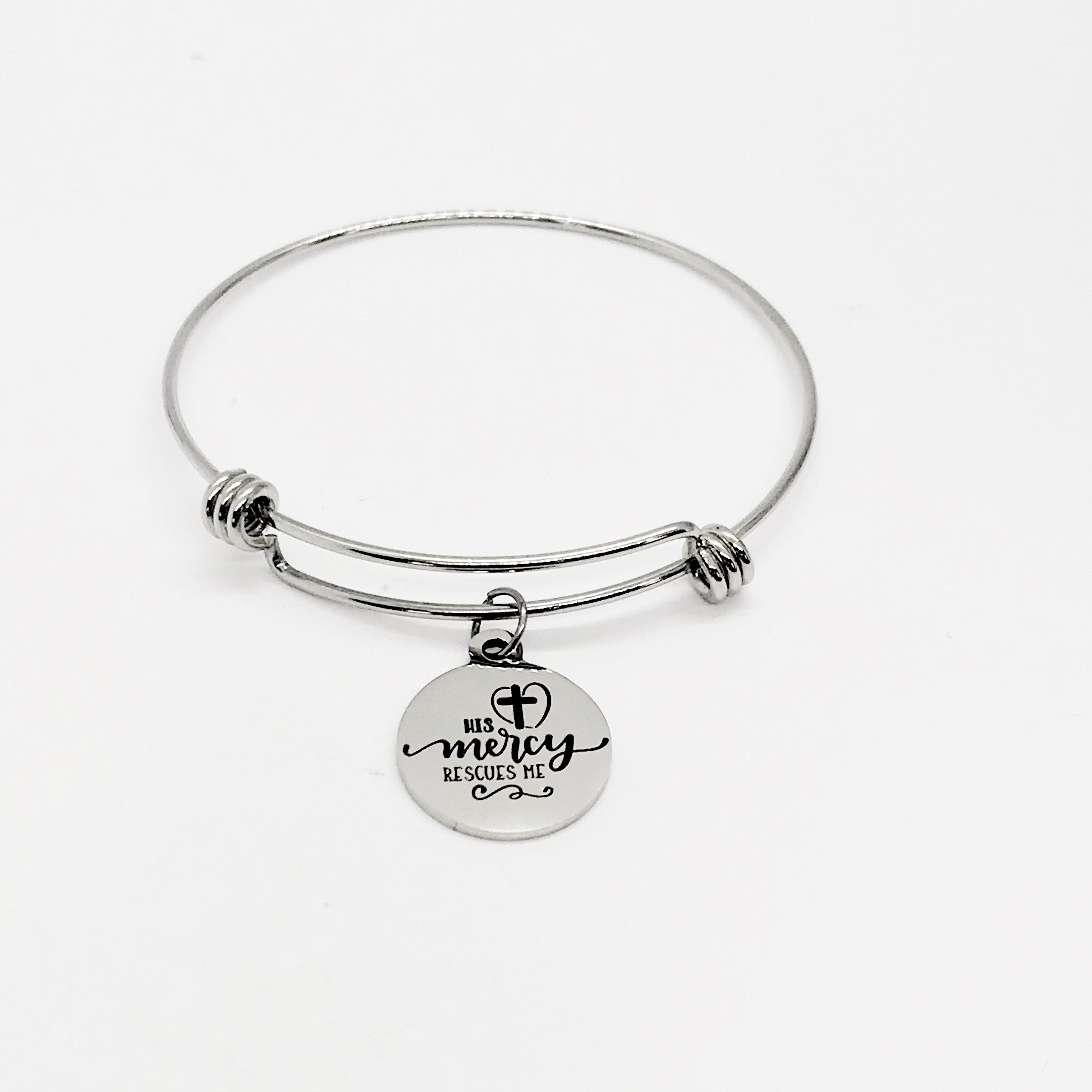 Faith Gift, His Mercy Rescues Me Bracelet, Gods Mercy Rescues Me, Charm Bracelet, Faith Jewelry, Christian Gift, Faith Charm