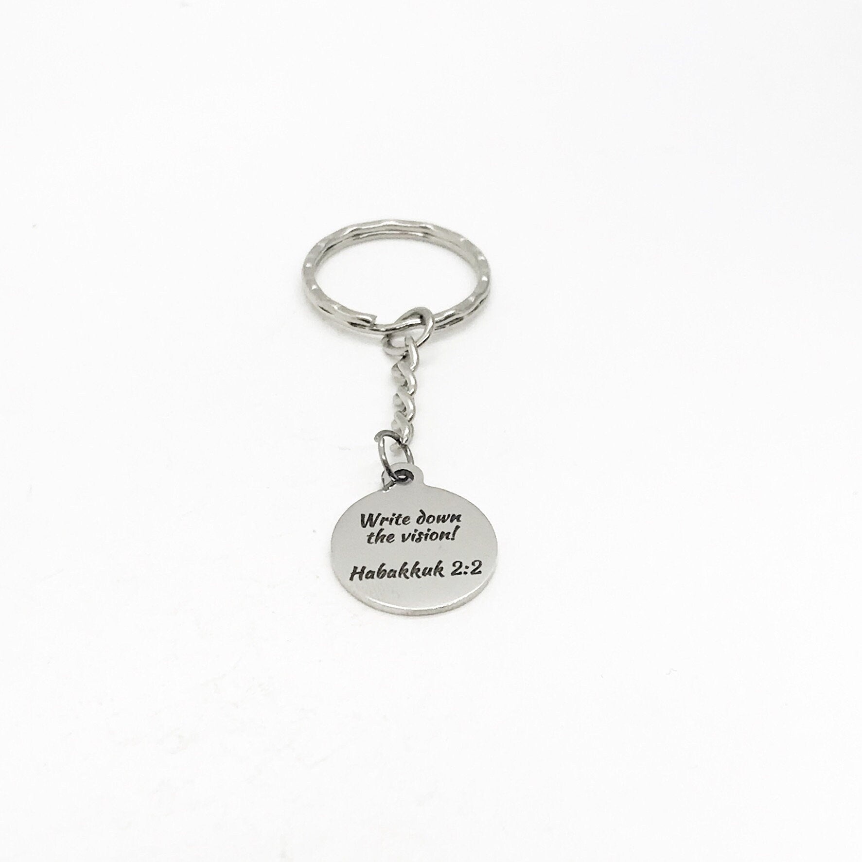 Scripture Gift, Write Down The Vision Keychain, Habakkuk 2 2 Keychain, Goal Setting, Scripture Quote, Scripture Charm, Bible Verse Gift