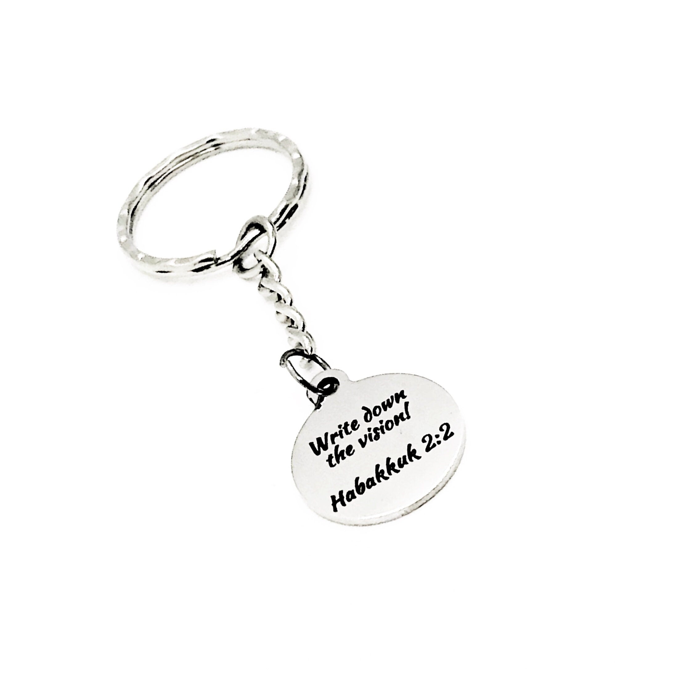 Scripture Gift, Write Down The Vision Keychain, Habakkuk 2 2 Keychain, Goal Setting, Scripture Quote, Scripture Charm, Bible Verse Gift