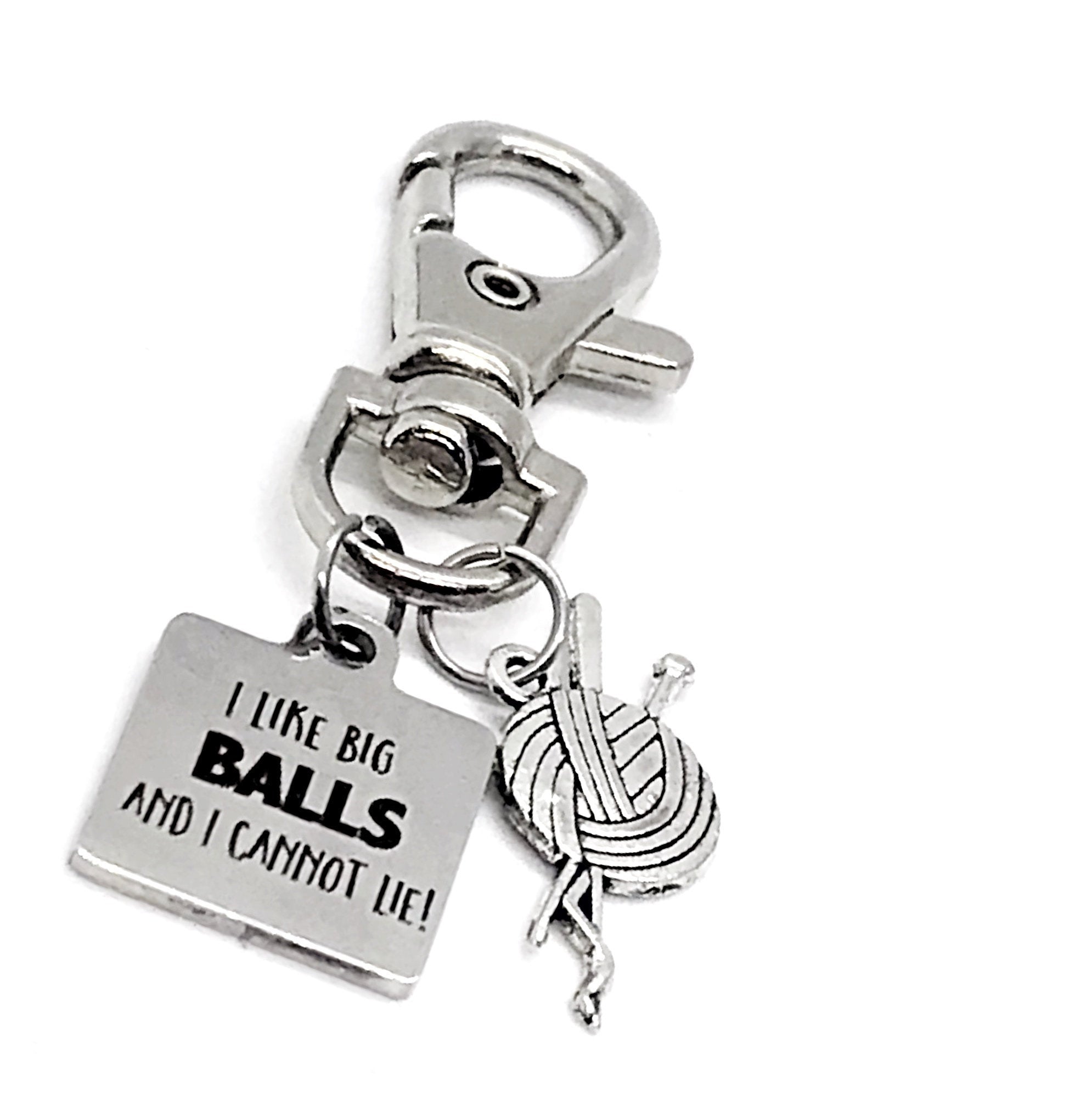 Bag Charm, Knitter Gift, I Like Big Balls, Knitter Bag Charm, Keychain Clip, Gift For Knitting Circle, Knitting Group Gifts, Knitter Charms