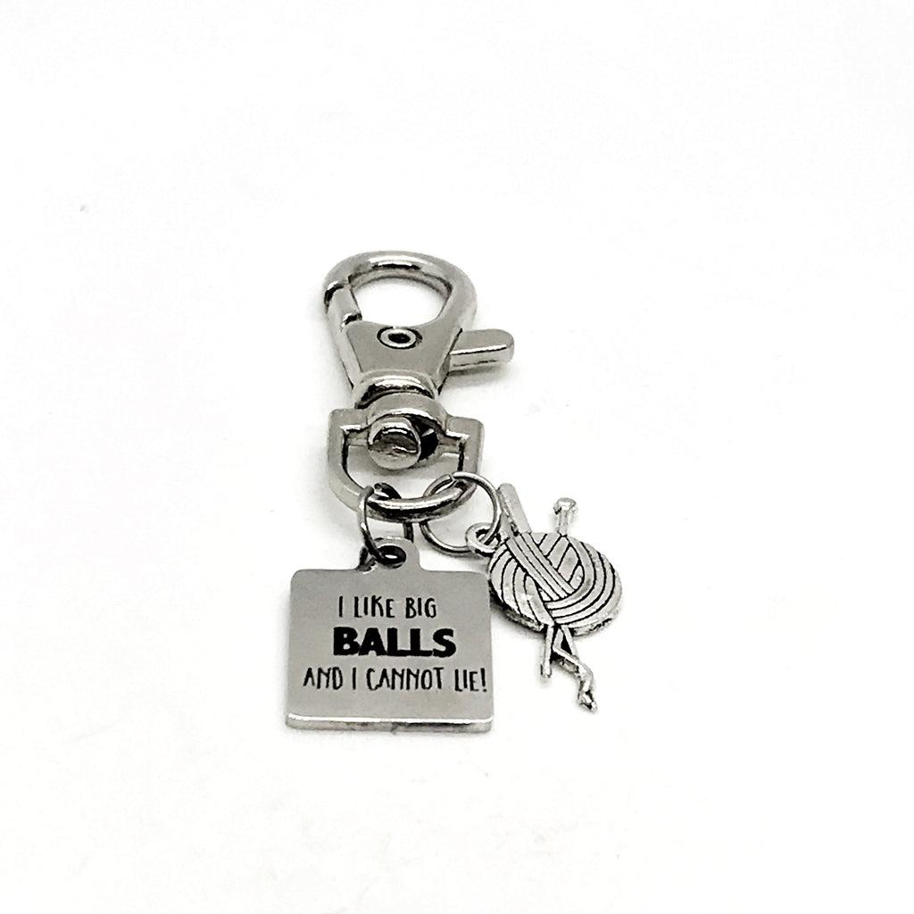 Bag Charm, Knitter Gift, I Like Big Balls, Knitter Bag Charm, Keychain Clip, Gift For Knitting Circle, Knitting Group Gifts, Knitter Charms