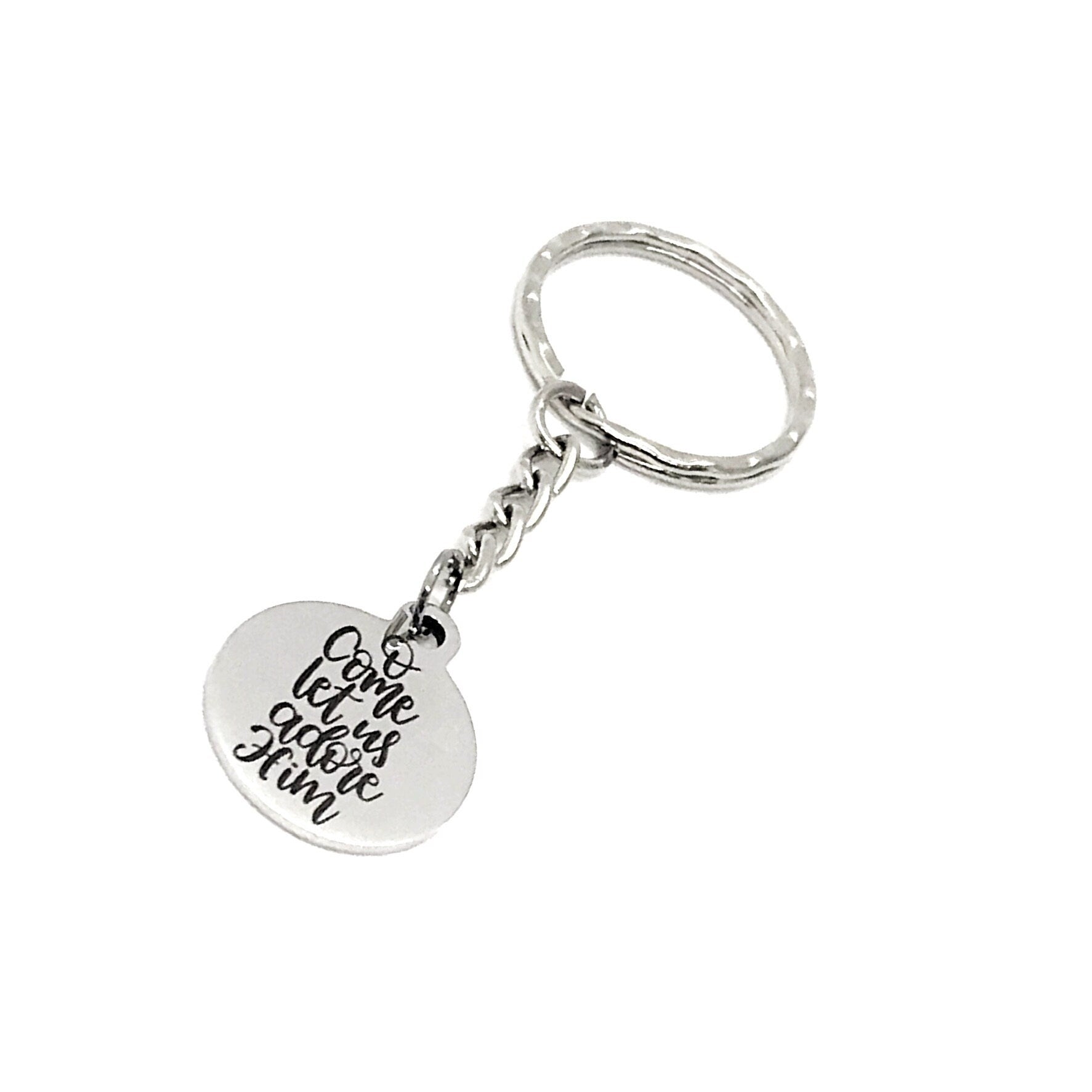 Faith Keychain, O Come Let Us Adore Him Keychain, Faith Gift, Christmas Gift, Adore Christ, Charm Keychain, Keychain Gift, Christian Gift