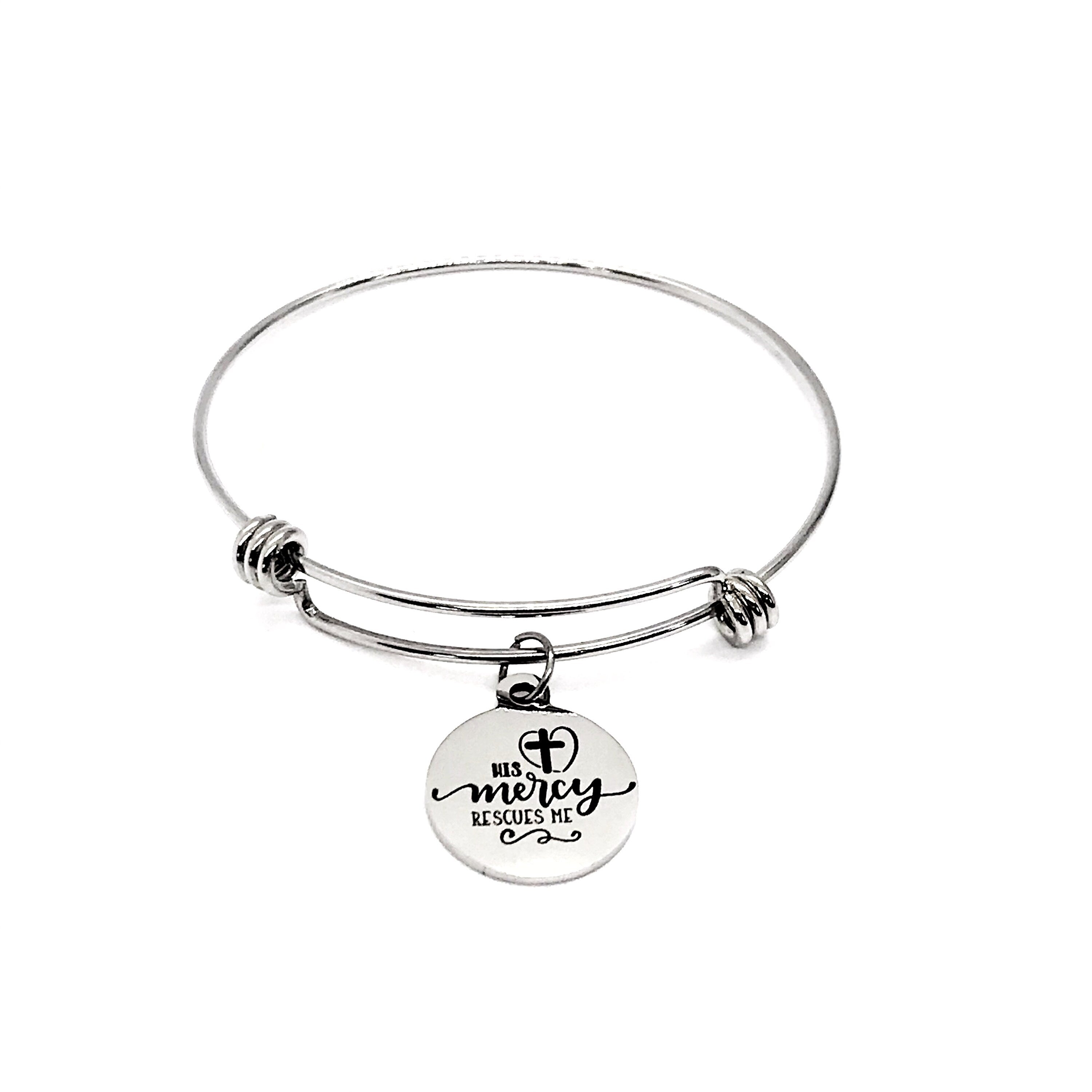 Faith Gift, His Mercy Rescues Me Bracelet, Gods Mercy Rescues Me, Charm Bracelet, Faith Jewelry, Christian Gift, Faith Charm
