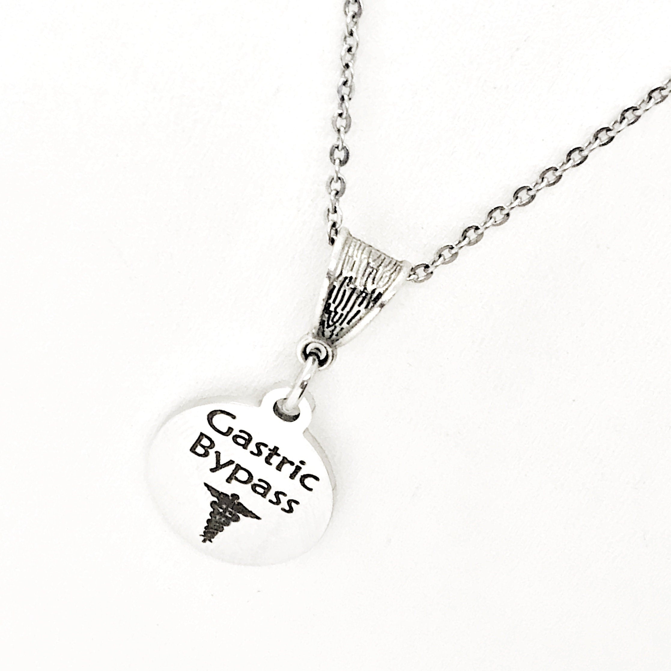 Gastric Bypass Necklace, Gastric Bypass Medical Necklace, Weight Loss Surgery, Weight Loss Jewelry, Medical ID Jewelry, Medical Caduceus