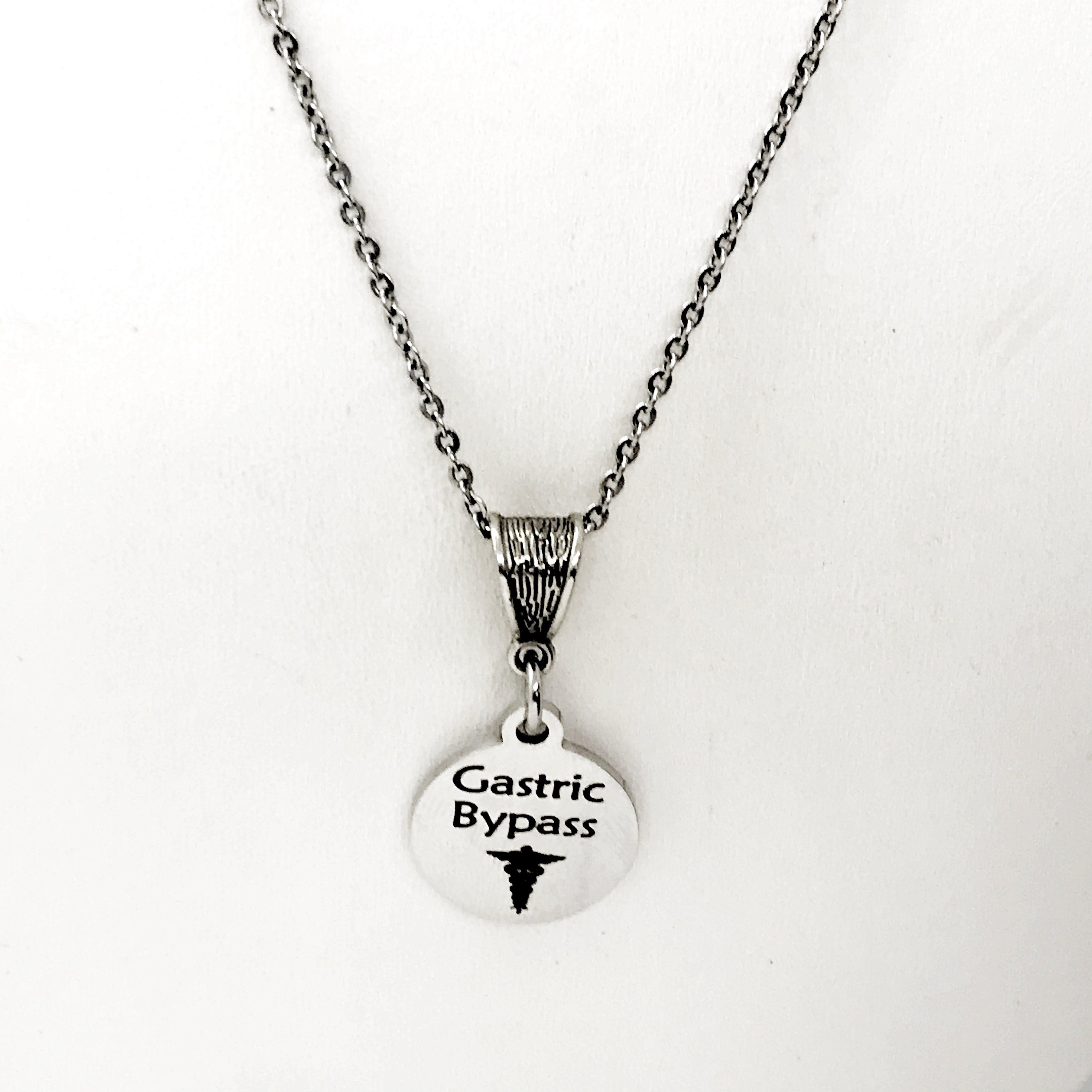 Gastric Bypass Necklace, Gastric Bypass Medical Necklace, Weight Loss Surgery, Weight Loss Jewelry, Medical ID Jewelry, Medical Caduceus