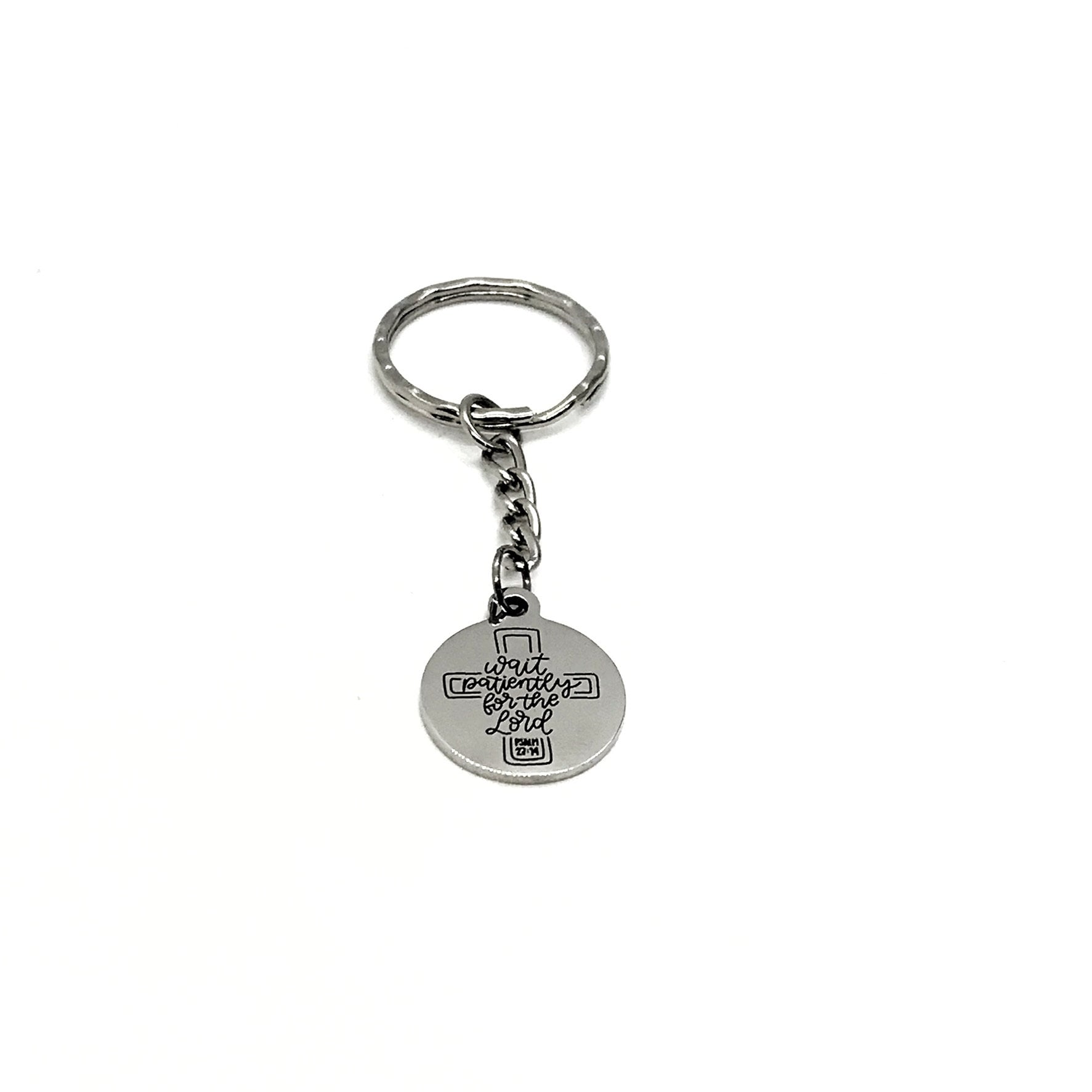 Faith Gift, Wait Patiently On The Lord Keychain, Psalms 27 14, Christian Keychain, Faith Keychain, Sunday School Gift, Scripture Quote