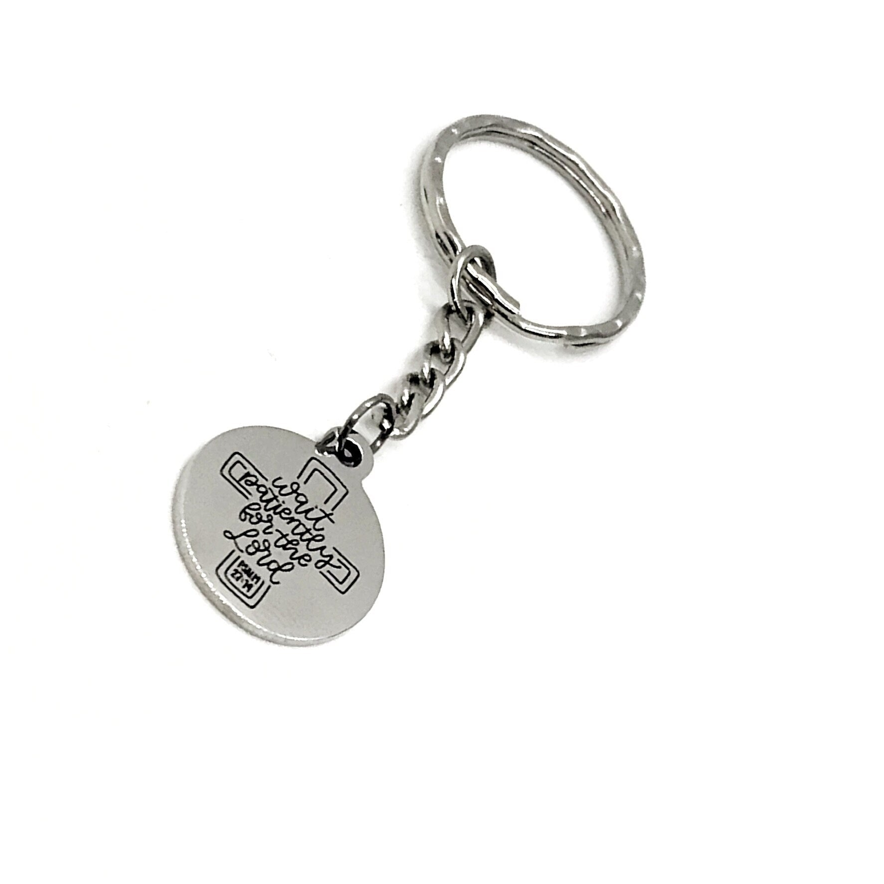 Faith Gift, Wait Patiently On The Lord Keychain, Psalms 27 14, Christian Keychain, Faith Keychain, Sunday School Gift, Scripture Quote