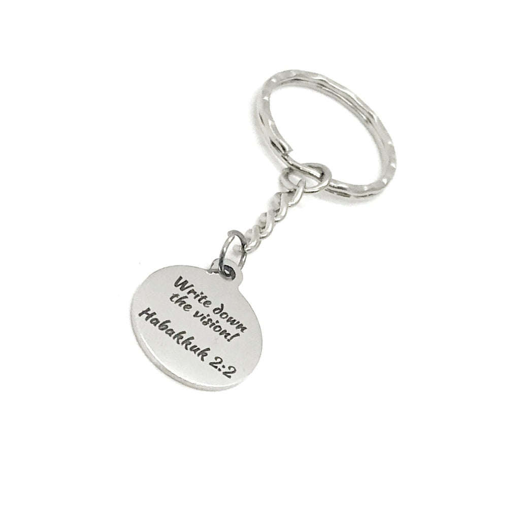 Scripture Gift, Write Down The Vision Keychain, Habakkuk 2 2 Keychain, Goal Setting, Scripture Quote, Scripture Charm, Bible Verse Gift