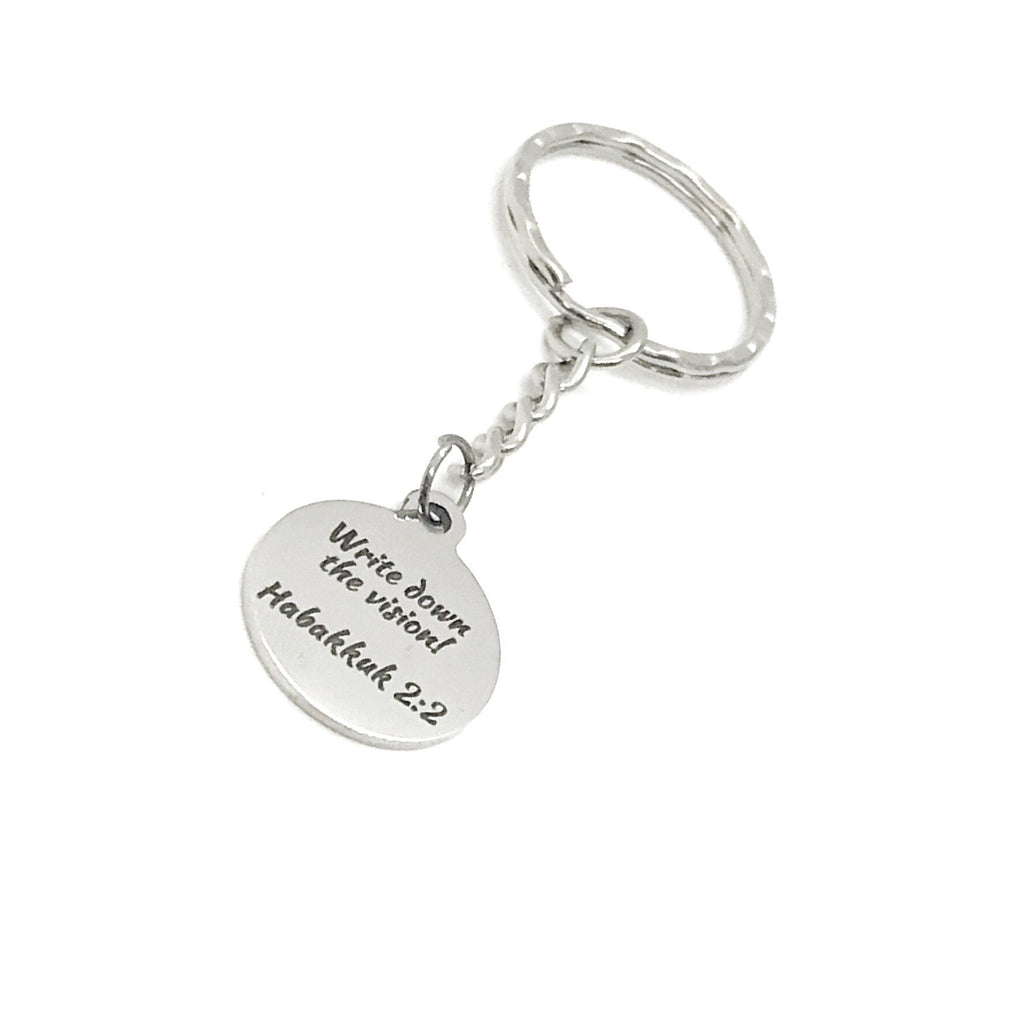 Scripture Gift, Write Down The Vision Keychain, Habakkuk 2 2 Keychain, Goal Setting, Scripture Quote, Scripture Charm, Bible Verse Gift