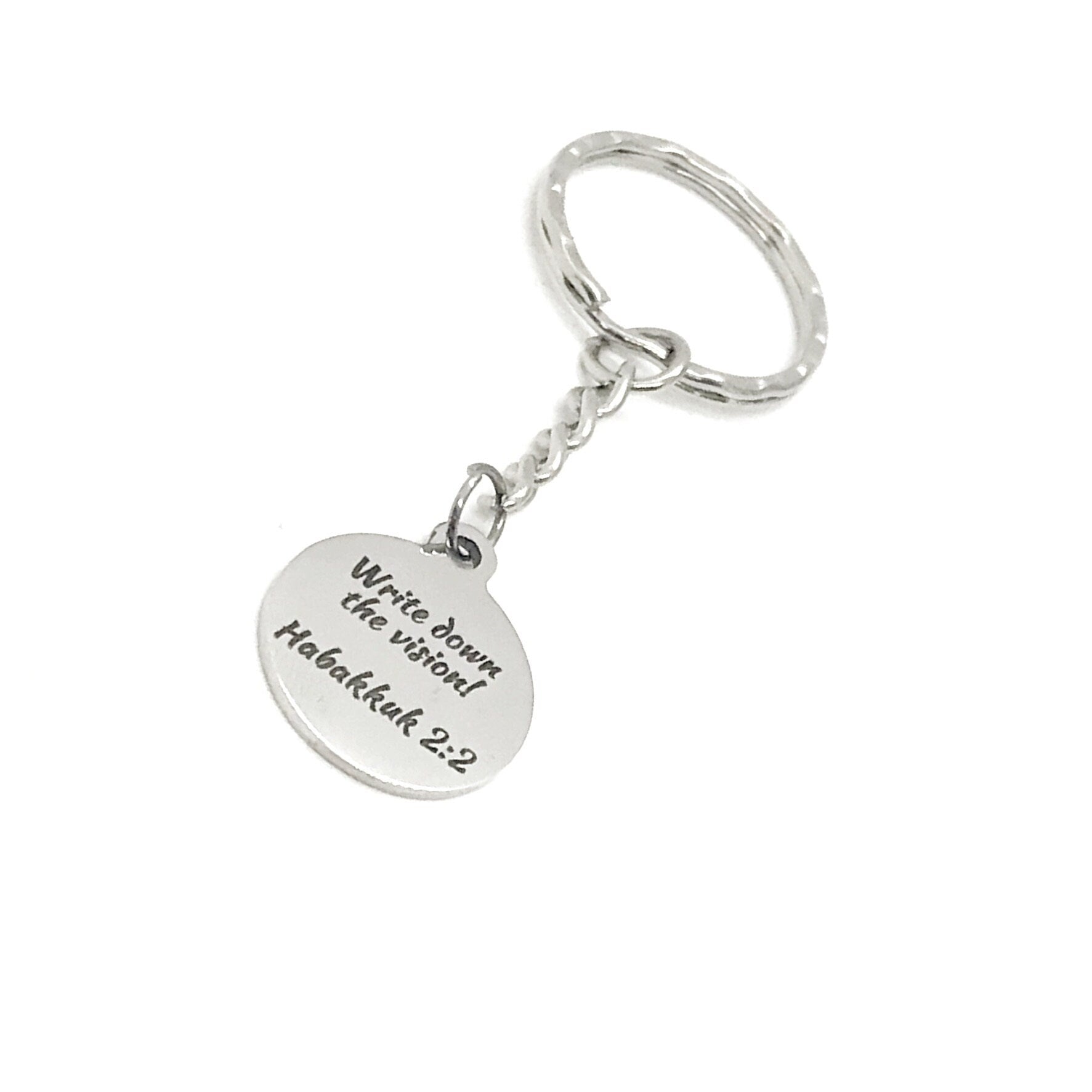 Scripture Gift, Write Down The Vision Keychain, Habakkuk 2 2 Keychain, Goal Setting, Scripture Quote, Scripture Charm, Bible Verse Gift
