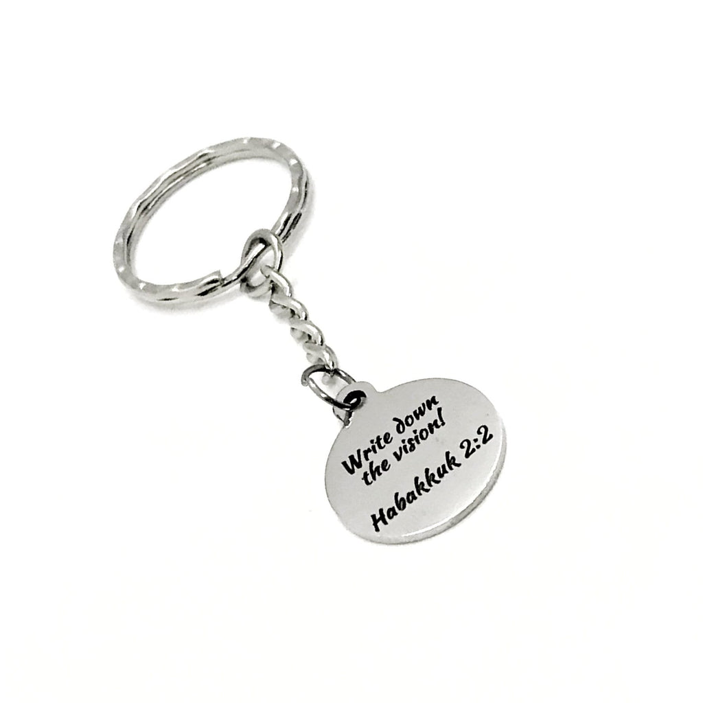 Scripture Gift, Write Down The Vision Keychain, Habakkuk 2 2 Keychain, Goal Setting, Scripture Quote, Scripture Charm, Bible Verse Gift