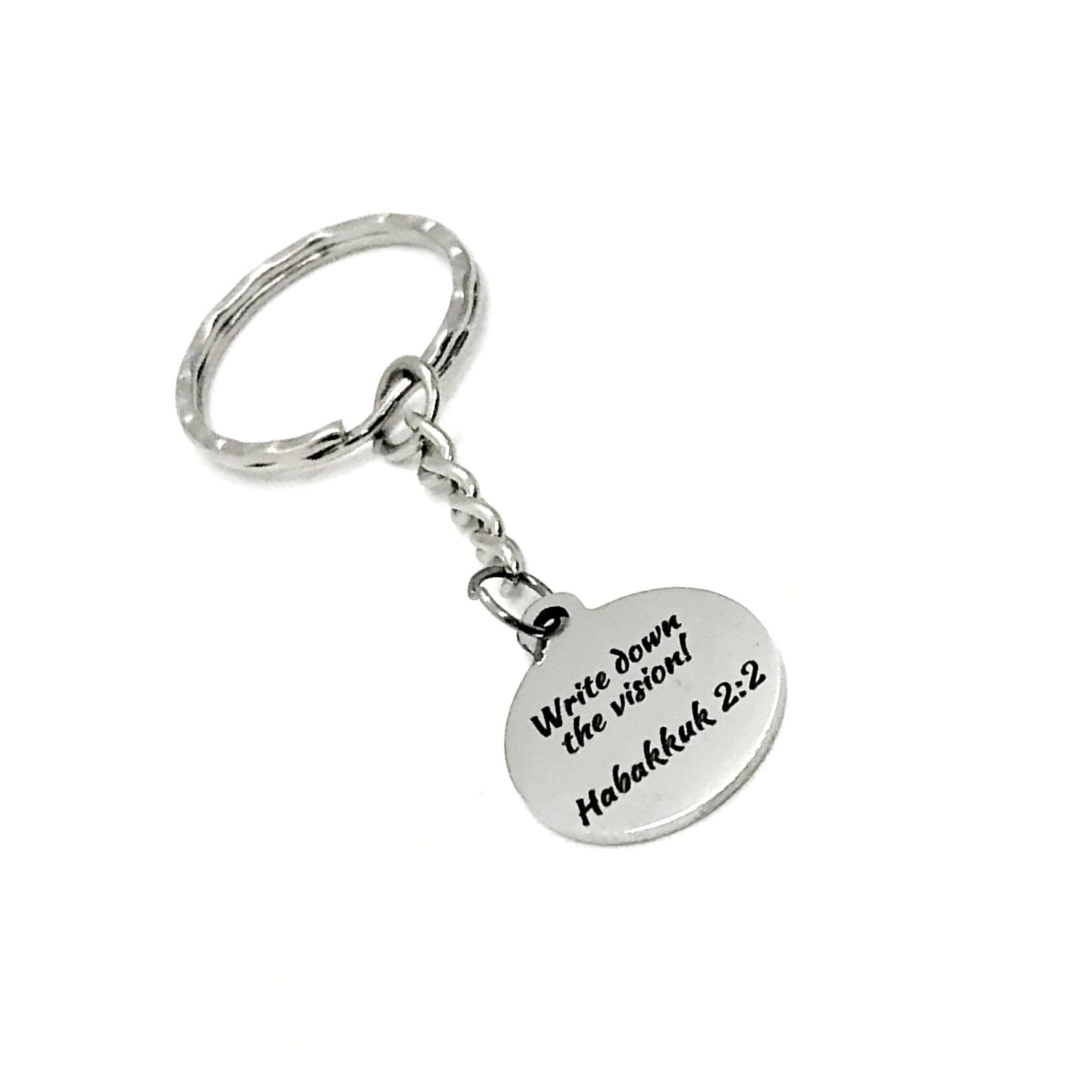 Scripture Gift, Write Down The Vision Keychain, Habakkuk 2 2 Keychain, Goal Setting, Scripture Quote, Scripture Charm, Bible Verse Gift