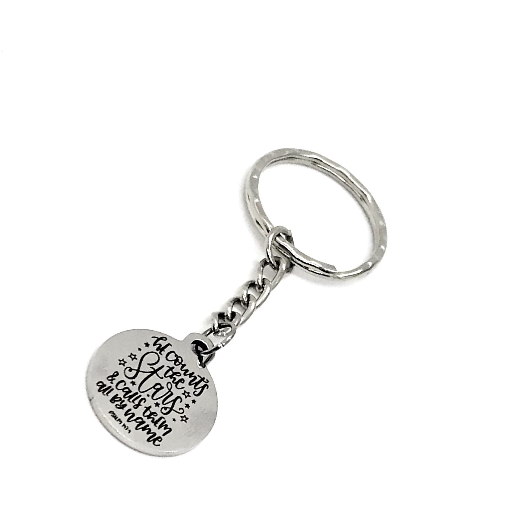 Scripture Gift, He Counts The Stars And Calls Them All By Name Keychain, Psalm 147 4 Keychain, Scripture Keychain, Bible Verse Gift