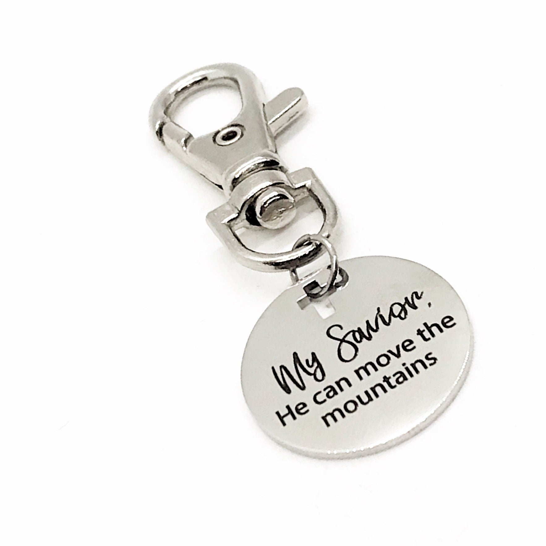 Bag Charm, My Savior, He Can Move The Mountains Bag Clip, Mustard Seed Faith, Mountain Moving Faith, Christian Gift, Faith Gift, Purse Charm