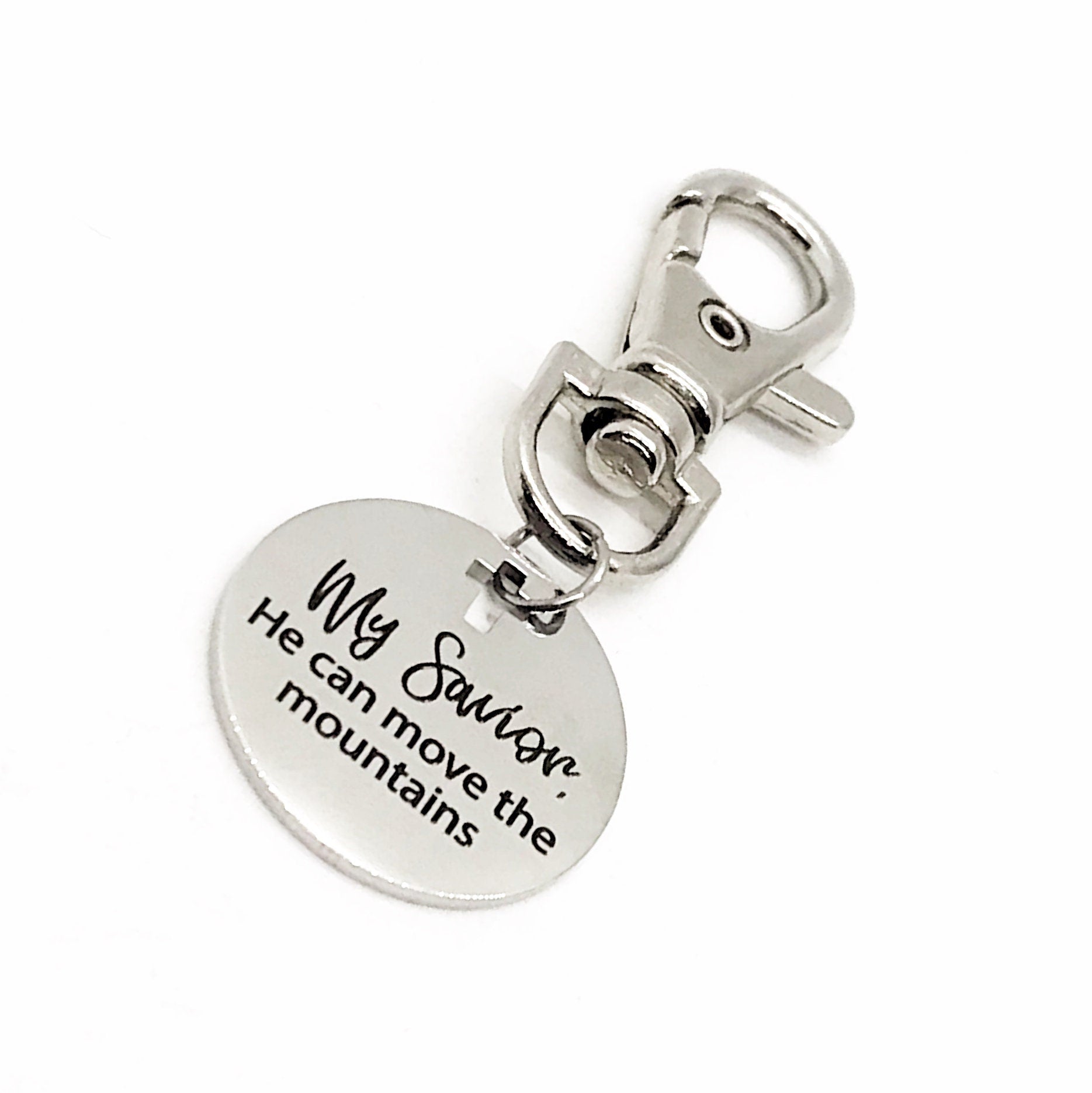 Bag Charm, My Savior, He Can Move The Mountains Bag Clip, Mustard Seed Faith, Mountain Moving Faith, Christian Gift, Faith Gift, Purse Charm