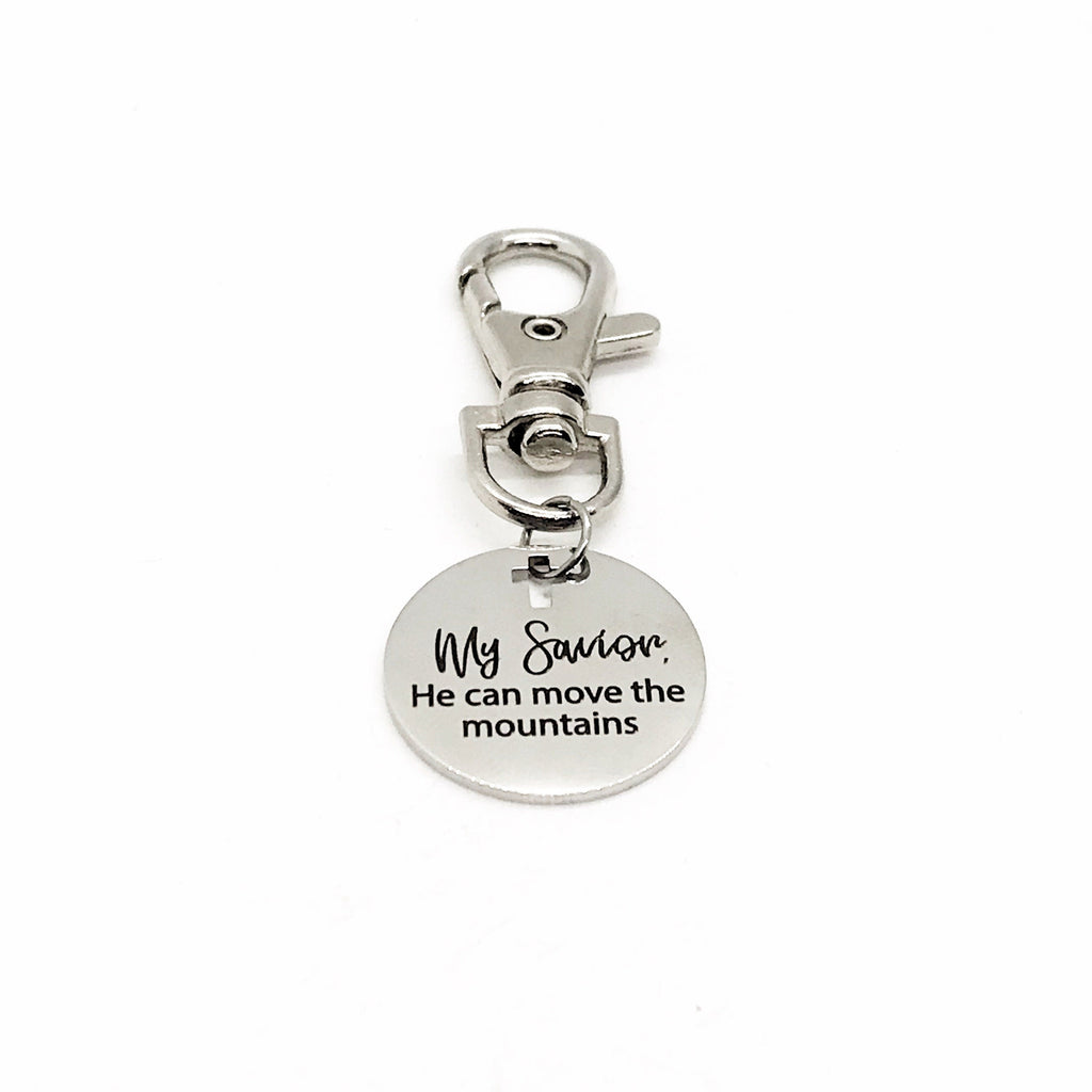 Bag Charm, My Savior, He Can Move The Mountains Bag Clip, Mustard Seed Faith, Mountain Moving Faith, Christian Gift, Faith Gift, Purse Charm