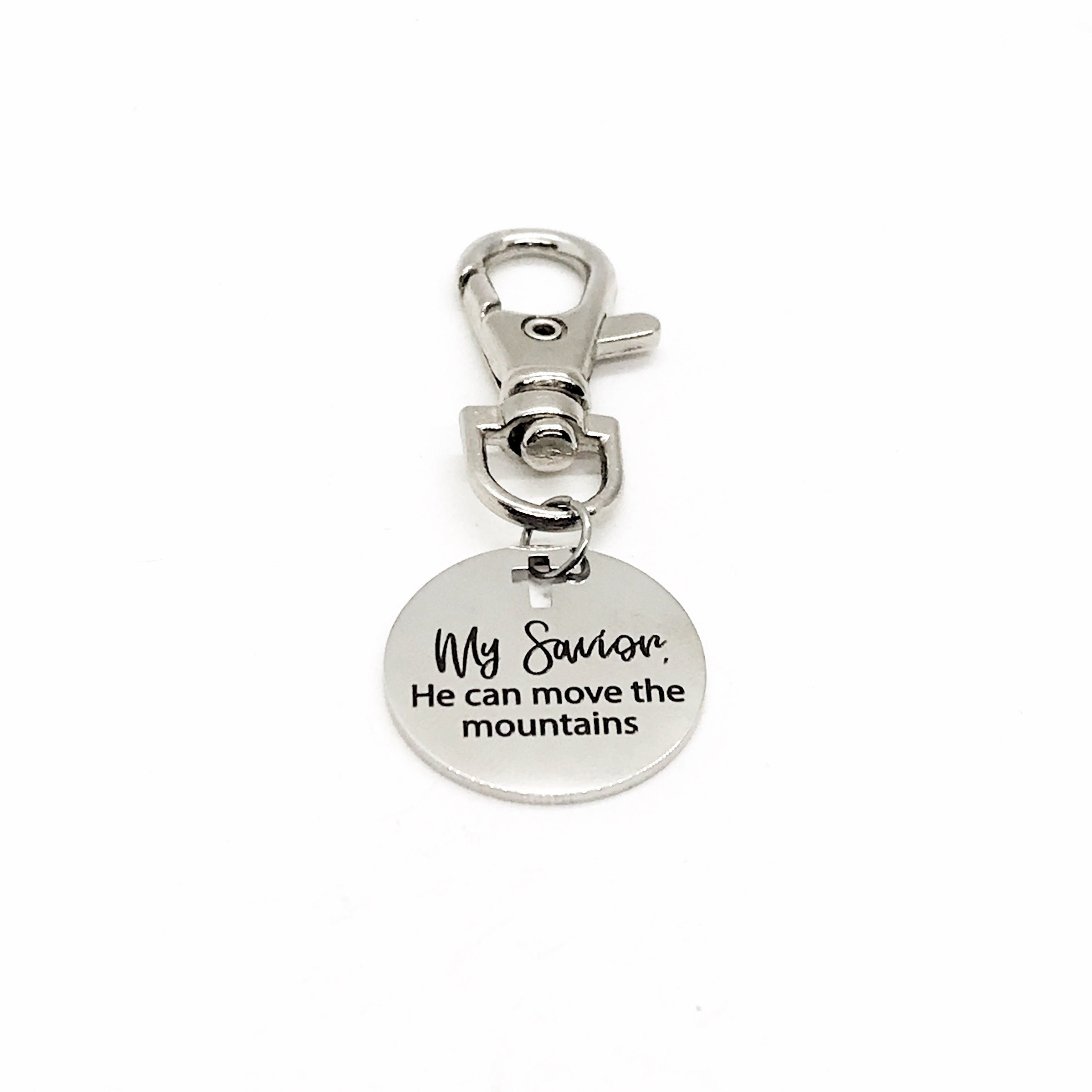 Bag Charm, My Savior, He Can Move The Mountains Bag Clip, Mustard Seed Faith, Mountain Moving Faith, Christian Gift, Faith Gift, Purse Charm