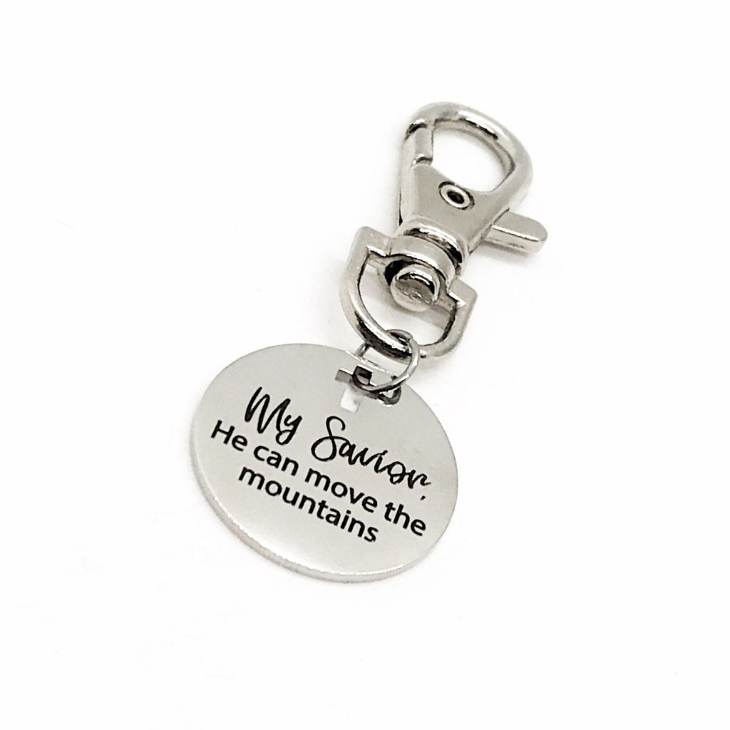 Bag Charm, My Savior, He Can Move The Mountains Bag Clip, Mustard Seed Faith, Mountain Moving Faith, Christian Gift, Faith Gift, Purse Charm