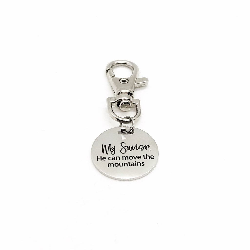 Bag Charm, My Savior, He Can Move The Mountains Bag Clip, Mustard Seed Faith, Mountain Moving Faith, Christian Gift, Faith Gift, Purse Charm