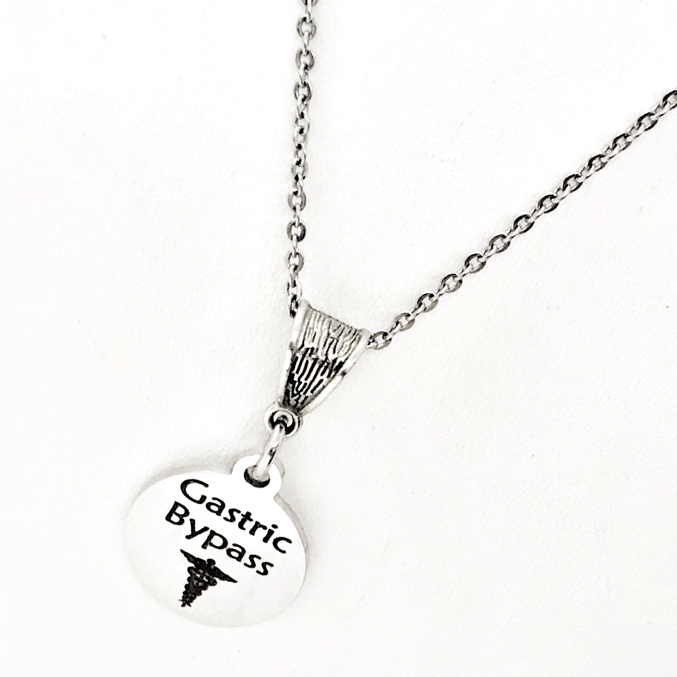 Gastric Bypass Necklace, Gastric Bypass Medical Necklace, Weight Loss Surgery, Weight Loss Jewelry, Medical ID Jewelry, Medical Caduceus
