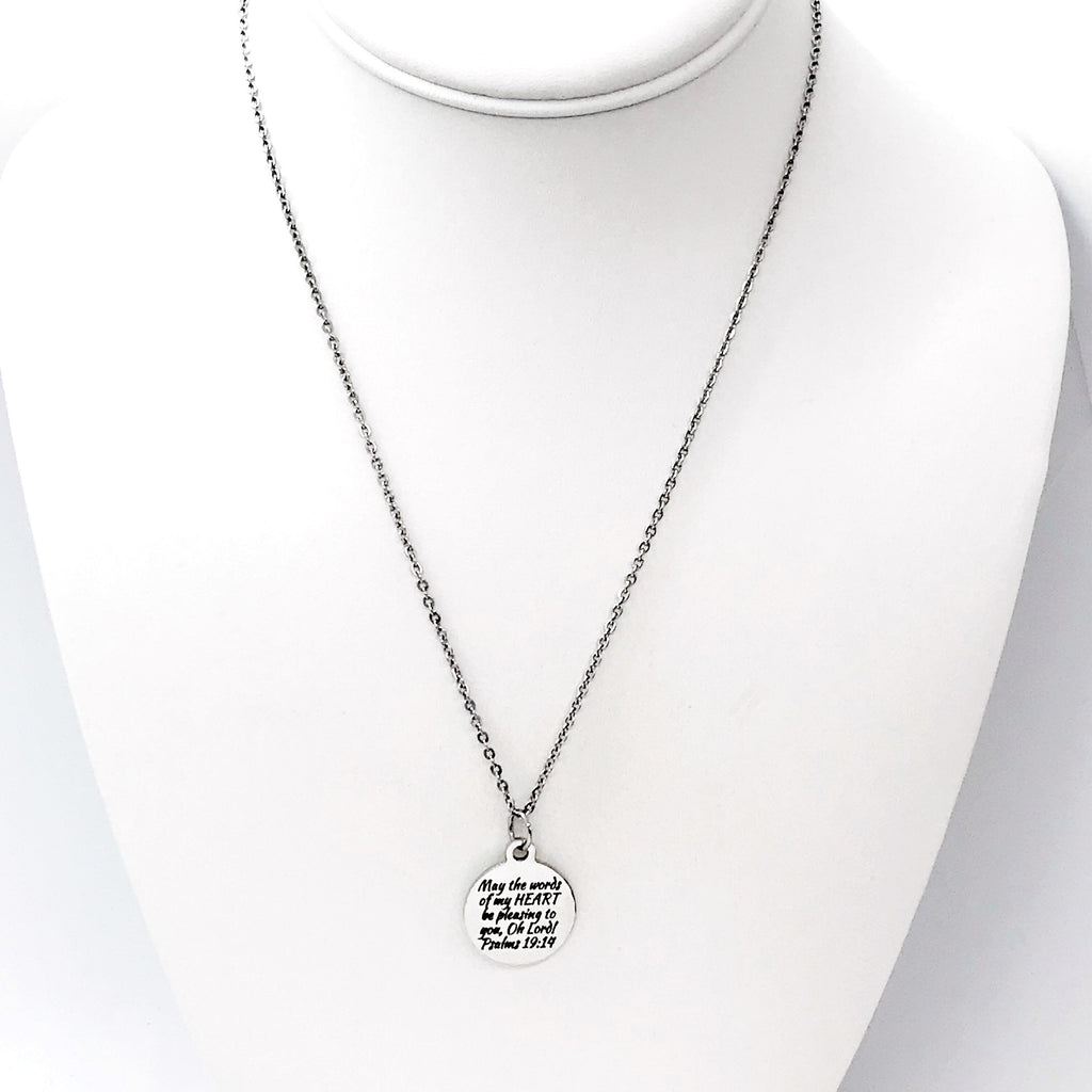 Scripture Gift, May The Words Of My Heart Be Pleasing Necklace, Psalms 19 14, Scripture Quote, Scripture Charm, Christian Gift