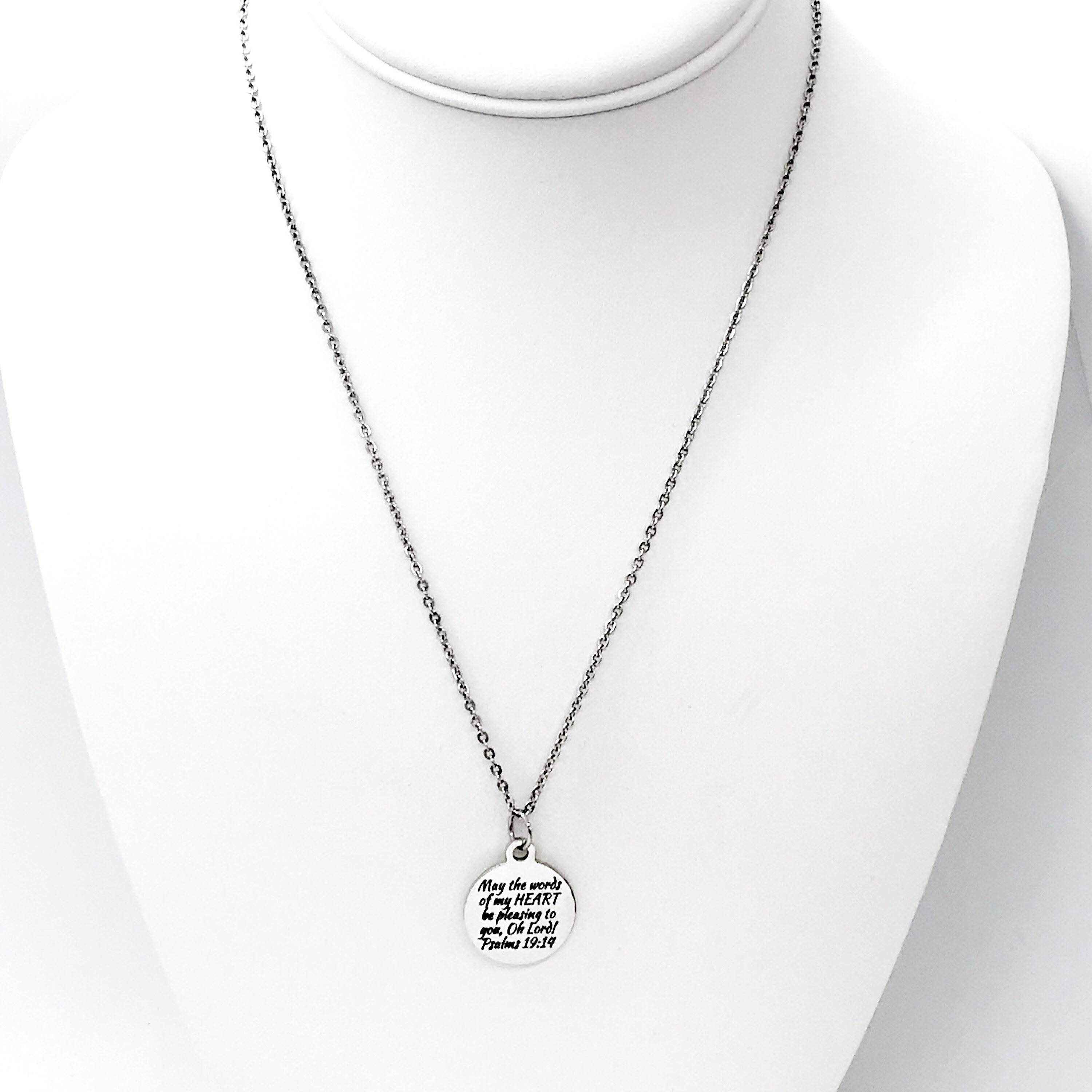 Scripture Gift, May The Words Of My Heart Be Pleasing Necklace, Psalms 19 14, Scripture Quote, Scripture Charm, Christian Gift