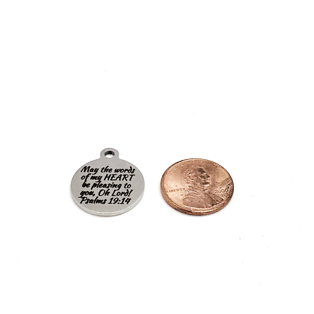 Scripture Gift, May The Words Of My Heart Be Pleasing Necklace, Psalms 19 14, Scripture Quote, Scripture Charm, Christian Gift