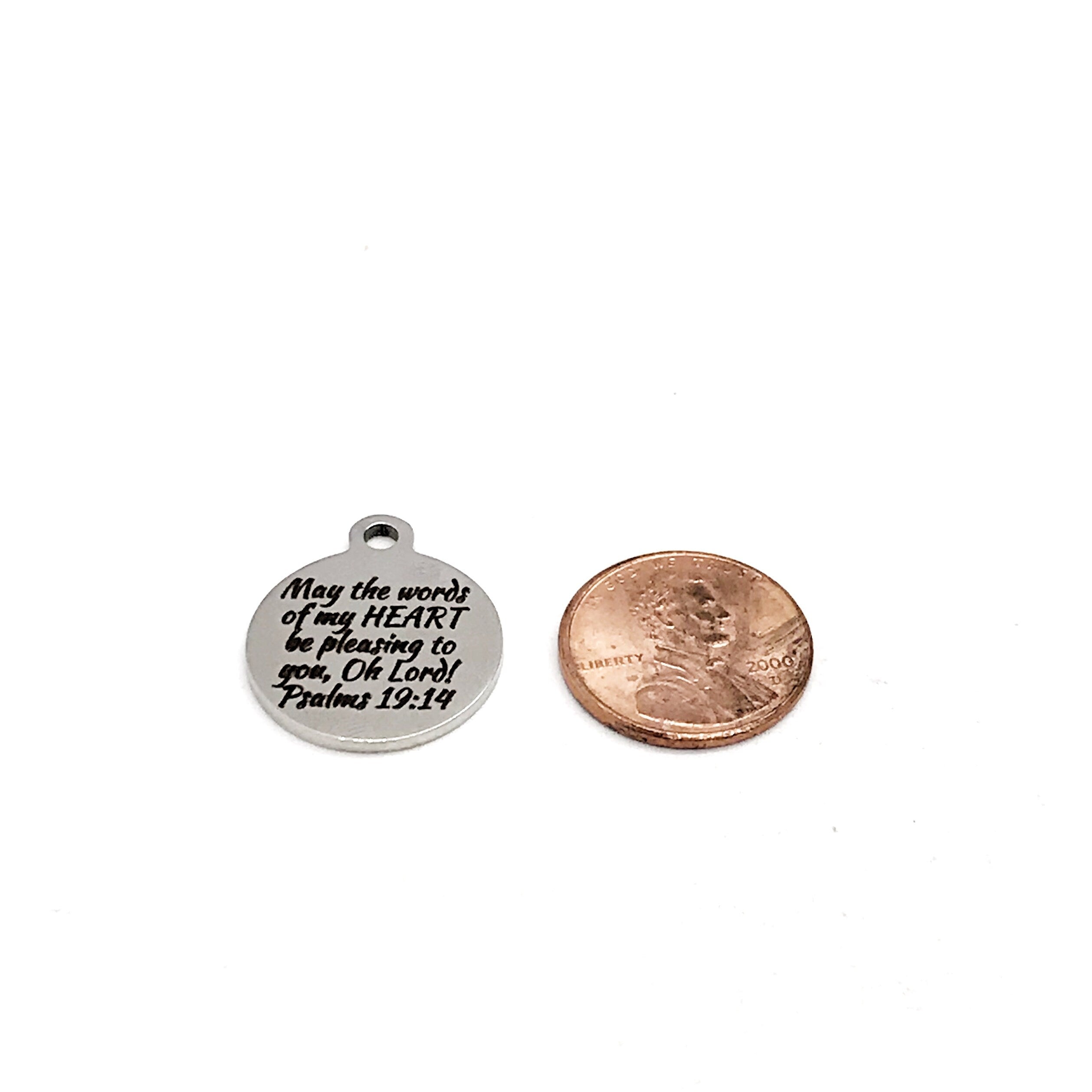 Scripture Gift, May The Words Of My Heart Be Pleasing Necklace, Psalms 19 14, Scripture Quote, Scripture Charm, Christian Gift