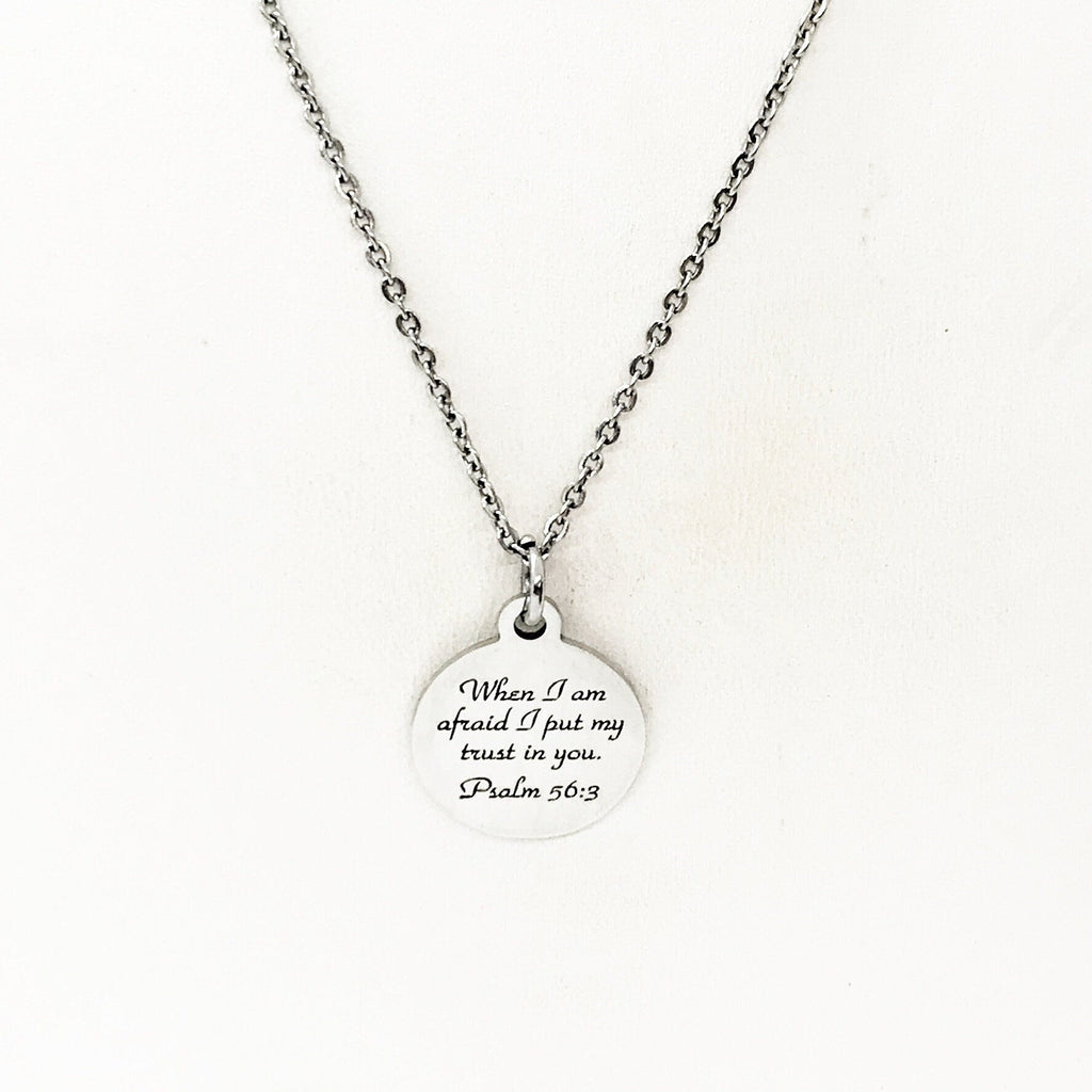 Scripture Gift, When I Am Afraid I Put My Trust In You Necklace, Psalm 56 3, Scripture Quote, Scripture Jewelry, Gift For Her, Faith Gift
